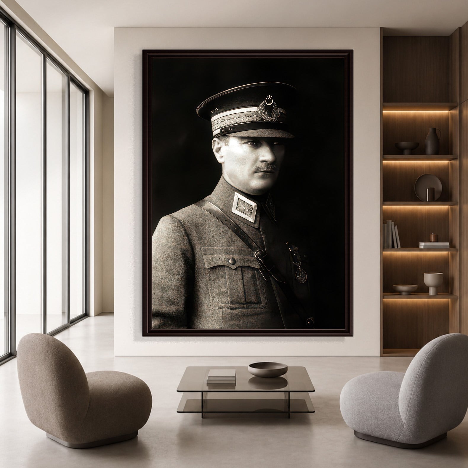 Mustafa Kemal Atatürk Askeri Üniformalı Portre Kanvas Tablo – Premium HD Baskı