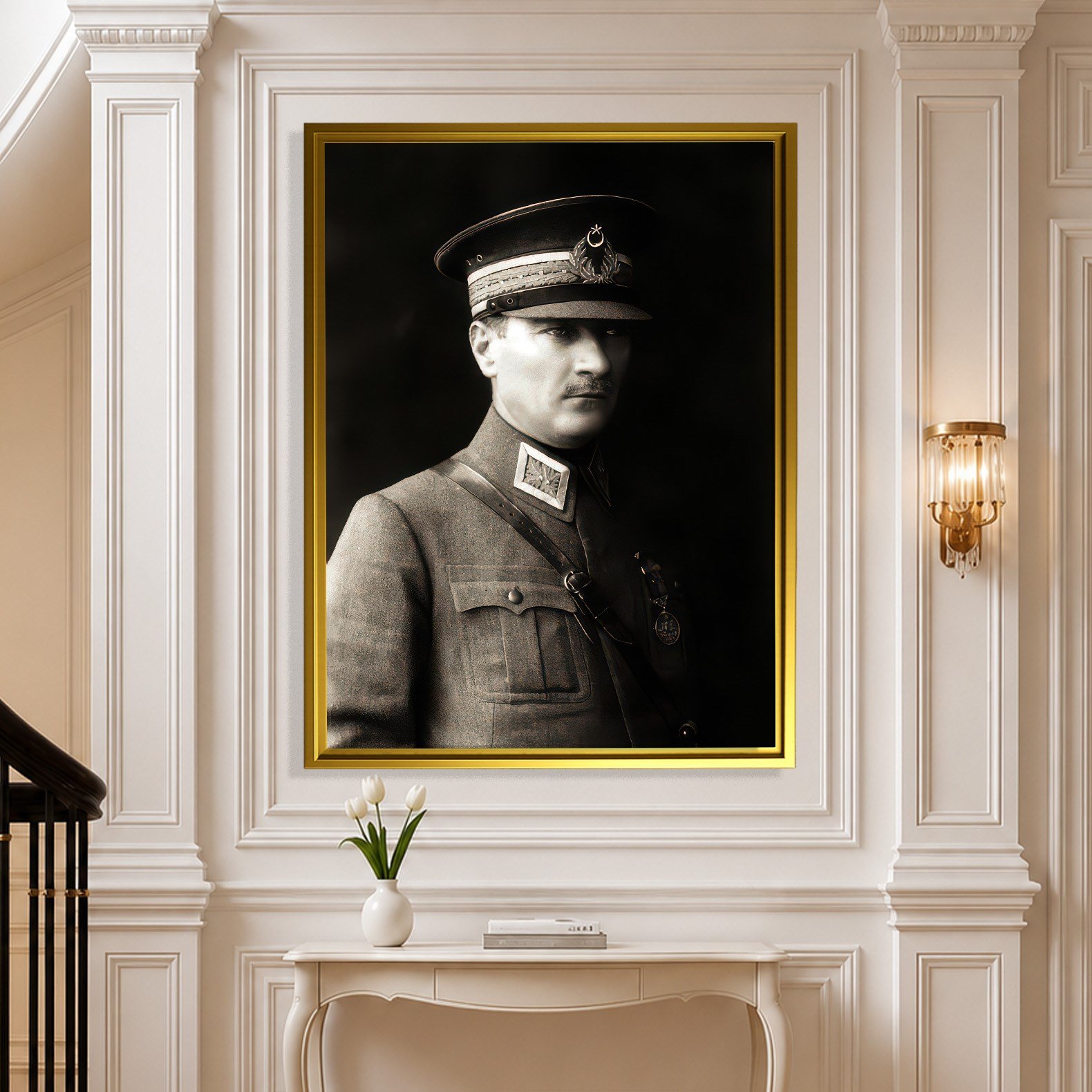 Mustafa Kemal Atatürk Askeri Üniformalı Portre Kanvas Tablo – Premium HD Baskı