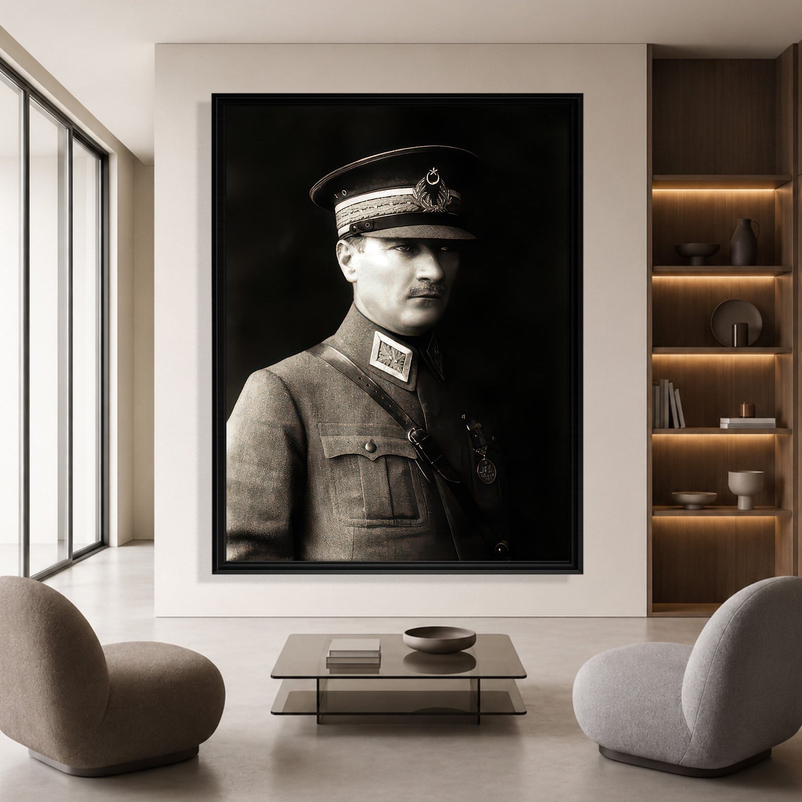 Mustafa Kemal Atatürk Askeri Üniformalı Portre Kanvas Tablo – Premium HD Baskı