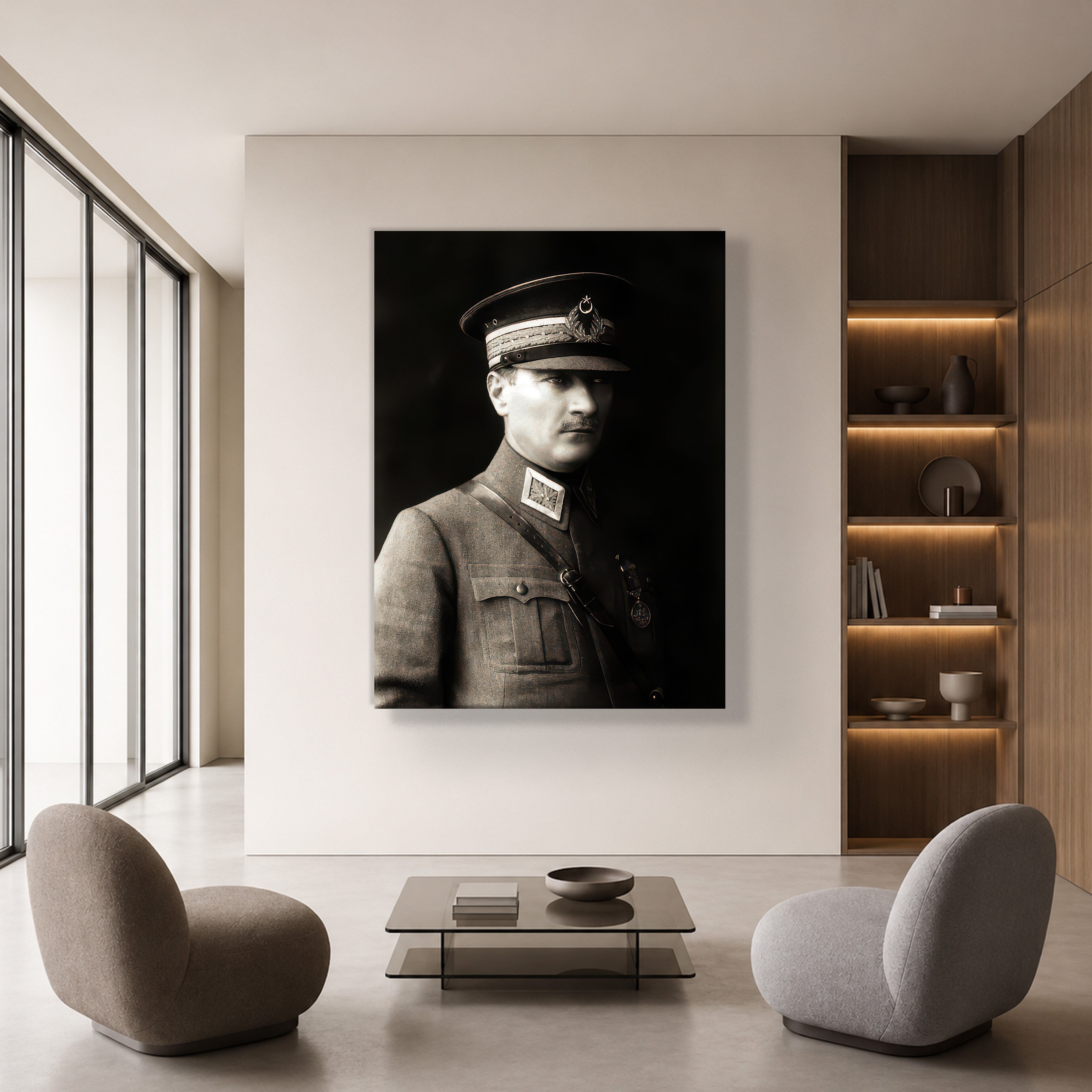 Mustafa Kemal Atatürk Askeri Üniformalı Portre Kanvas Tablo – Premium HD Baskı