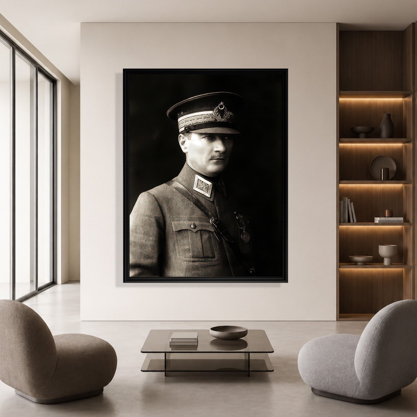 Mustafa Kemal Atatürk Askeri Üniformalı Portre Kanvas Tablo – Premium HD Baskı