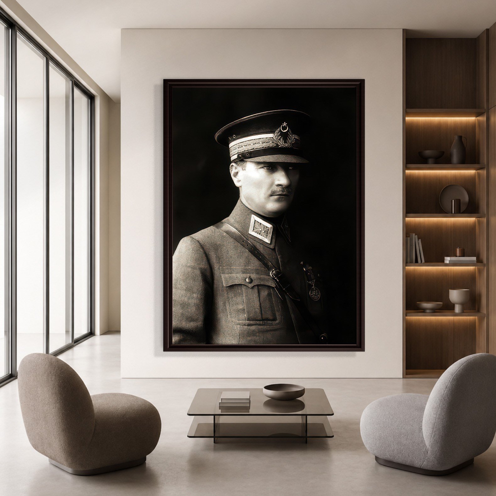 Mustafa Kemal Atatürk Askeri Üniformalı Portre Kanvas Tablo – Premium HD Baskı