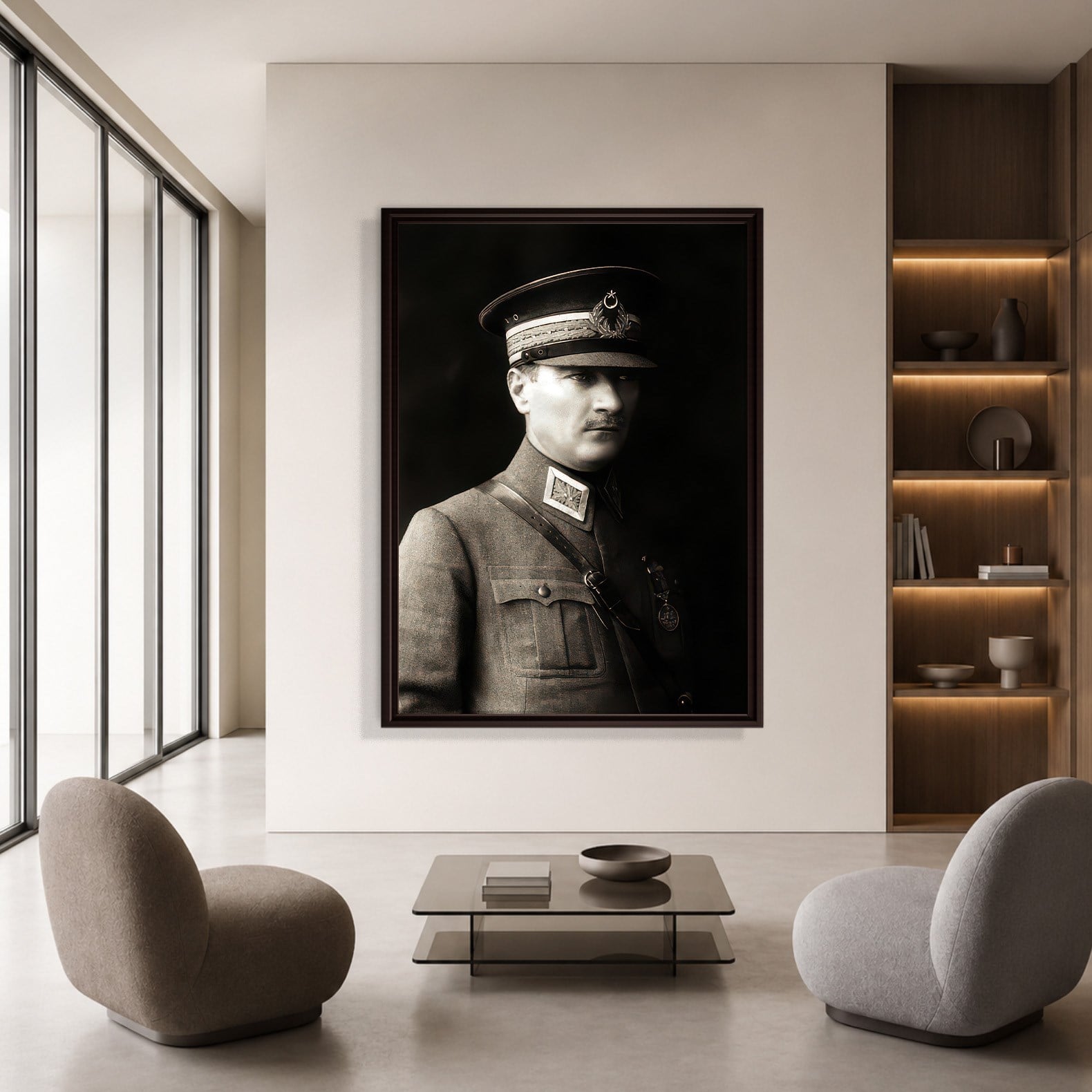 Mustafa Kemal Atatürk Askeri Üniformalı Portre Kanvas Tablo – Premium HD Baskı