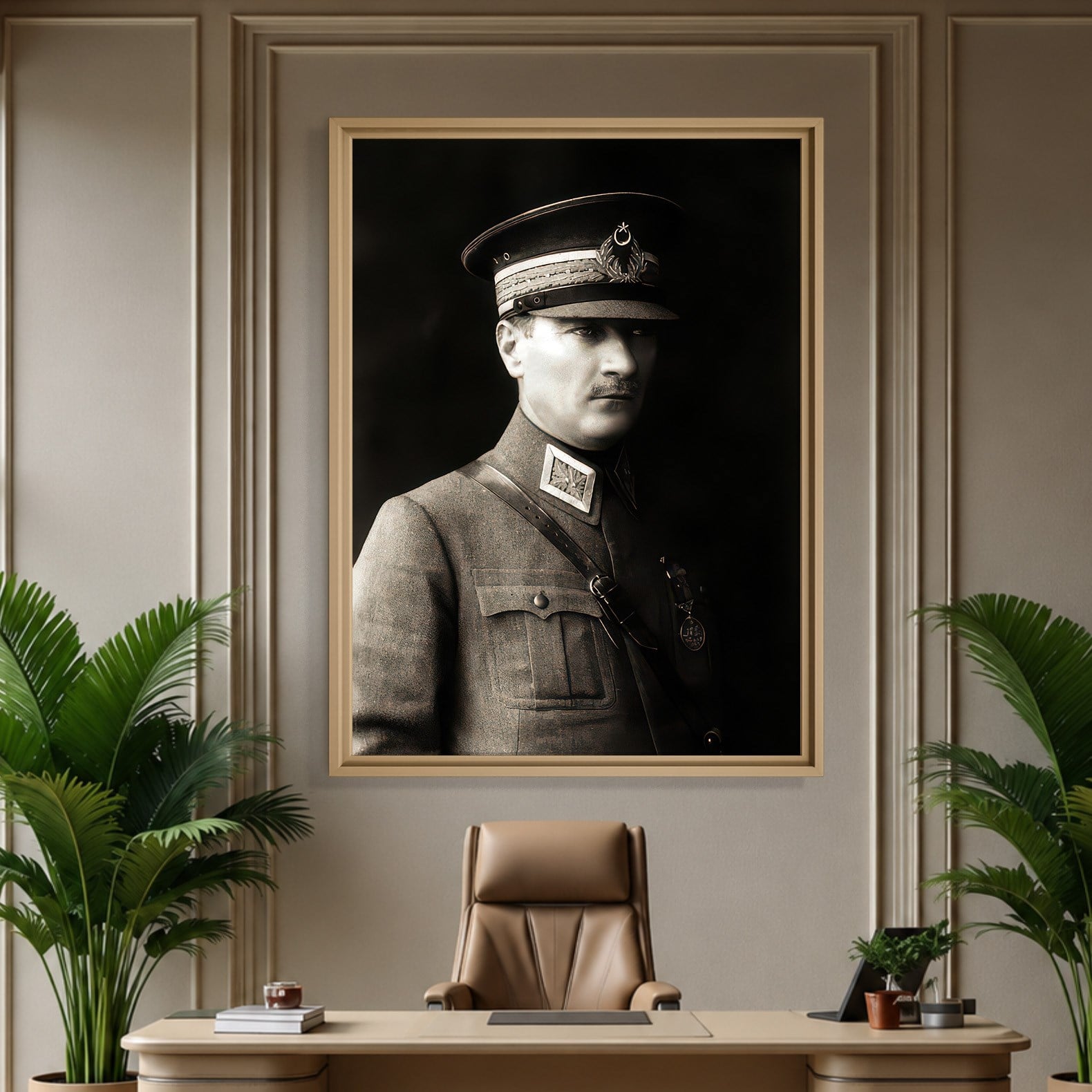 Mustafa Kemal Atatürk Askeri Üniformalı Portre Kanvas Tablo – Premium HD Baskı