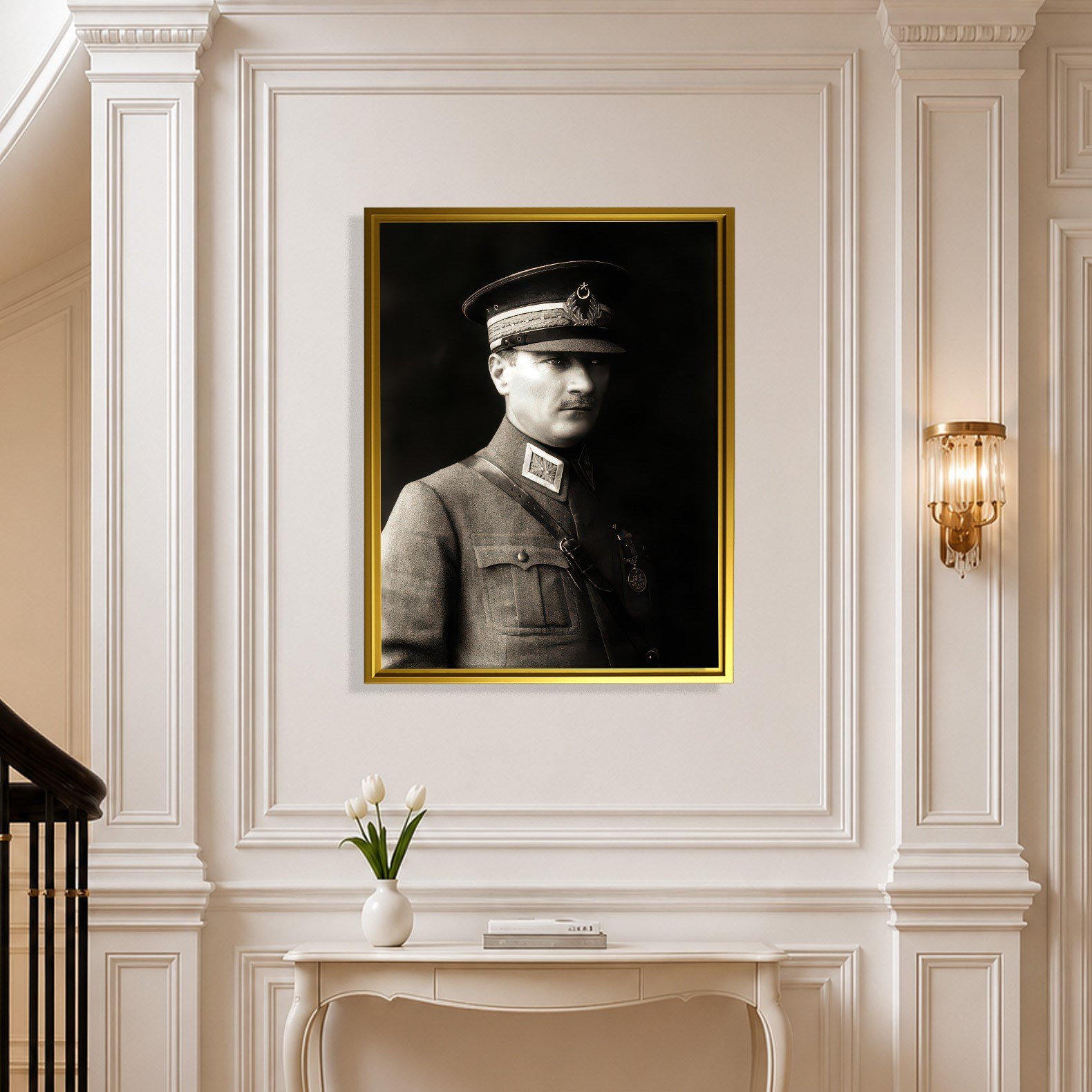 Mustafa Kemal Atatürk Askeri Üniformalı Portre Kanvas Tablo – Premium HD Baskı
