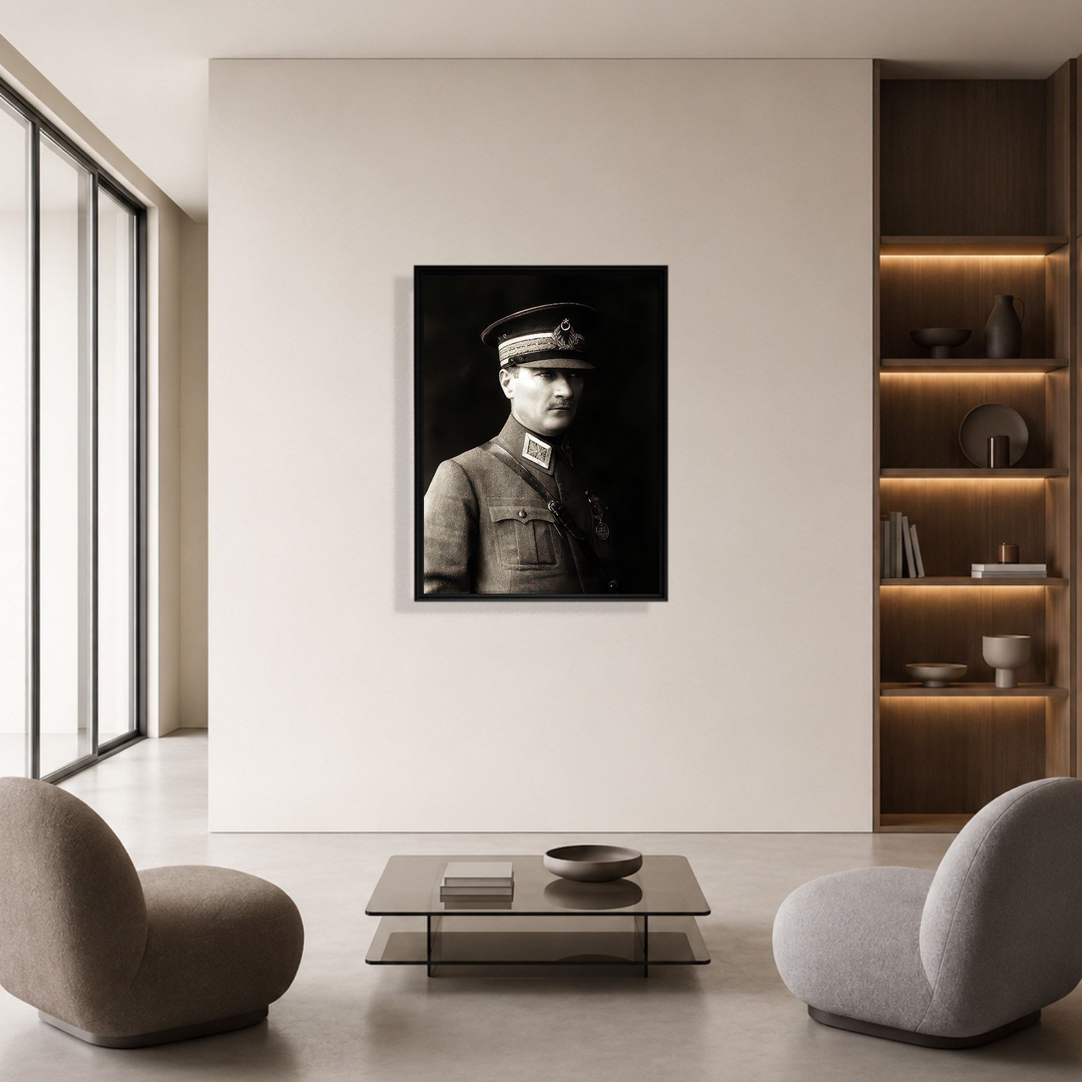 Mustafa Kemal Atatürk Askeri Üniformalı Portre Kanvas Tablo – Premium HD Baskı