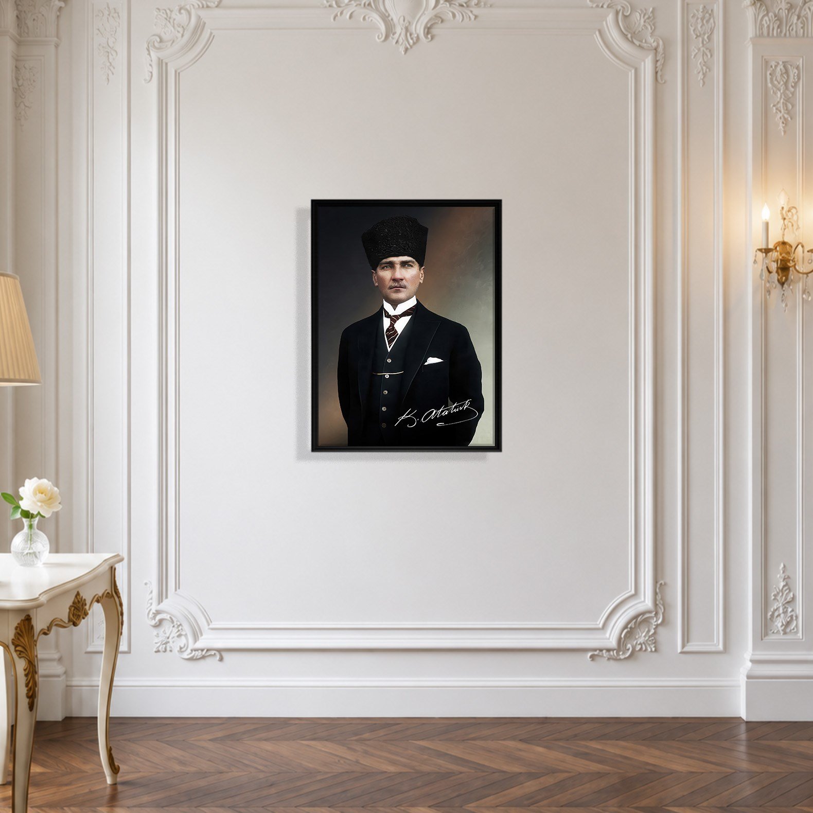 Mustafa Kemal Atatürk İmzalı Portre Kanvas Tablo – Premium Kalite Duvar Dekoru