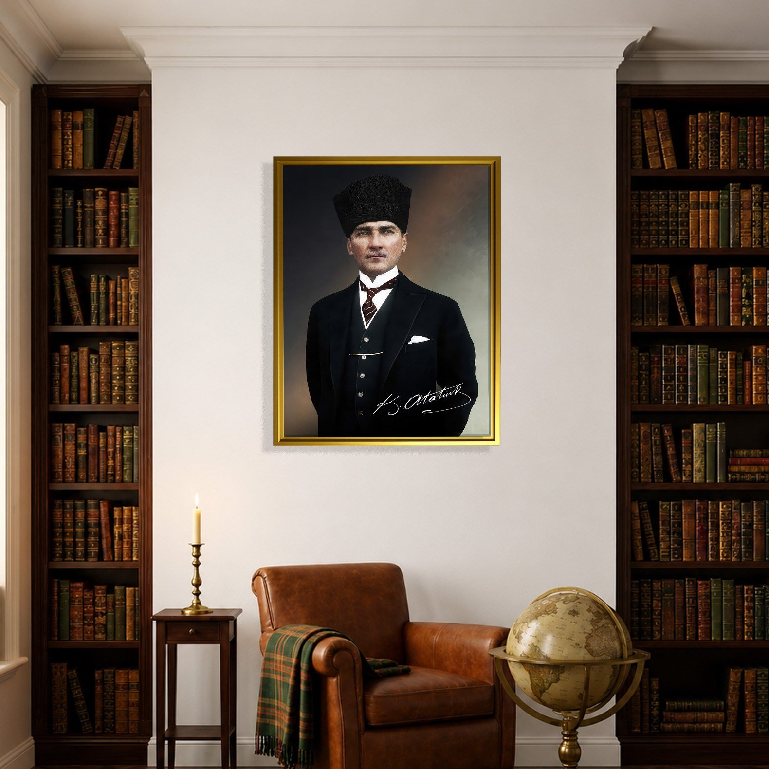 Mustafa Kemal Atatürk İmzalı Portre Kanvas Tablo – Premium Kalite Duvar Dekoru
