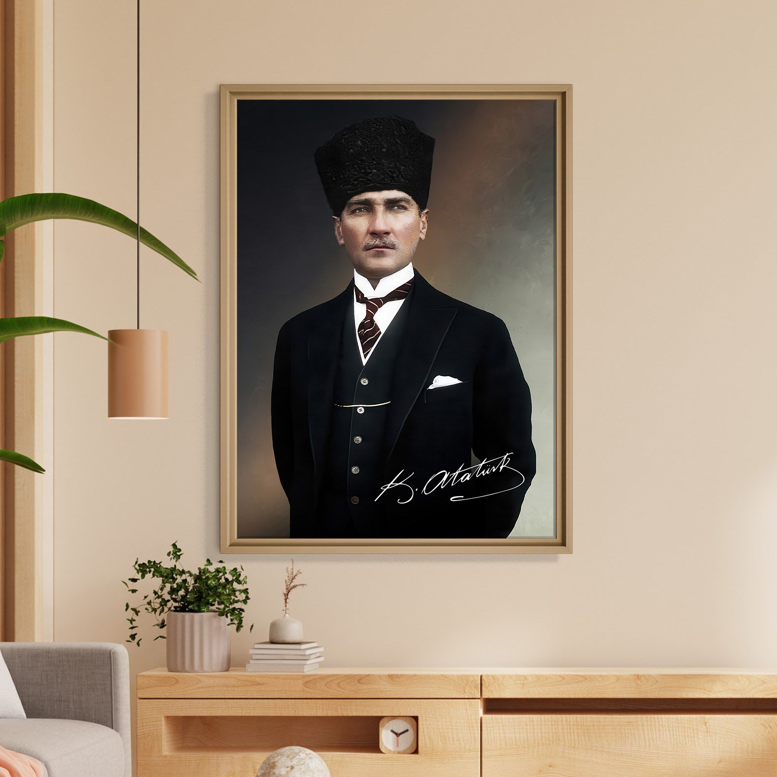 Mustafa Kemal Atatürk İmzalı Portre Kanvas Tablo – Premium Kalite Duvar Dekoru