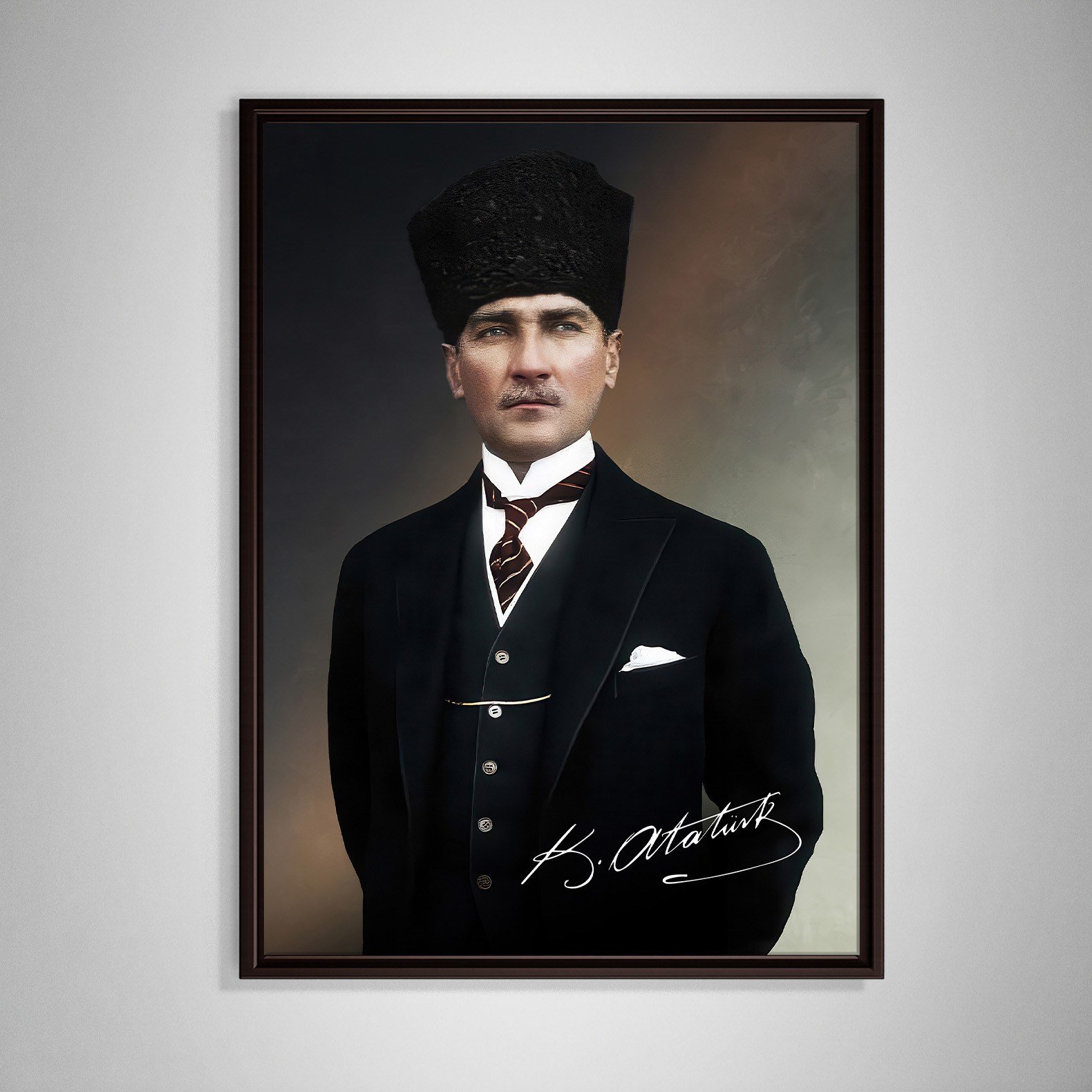 Mustafa Kemal Atatürk İmzalı Portre Kanvas Tablo – Premium Kalite Duvar Dekoru