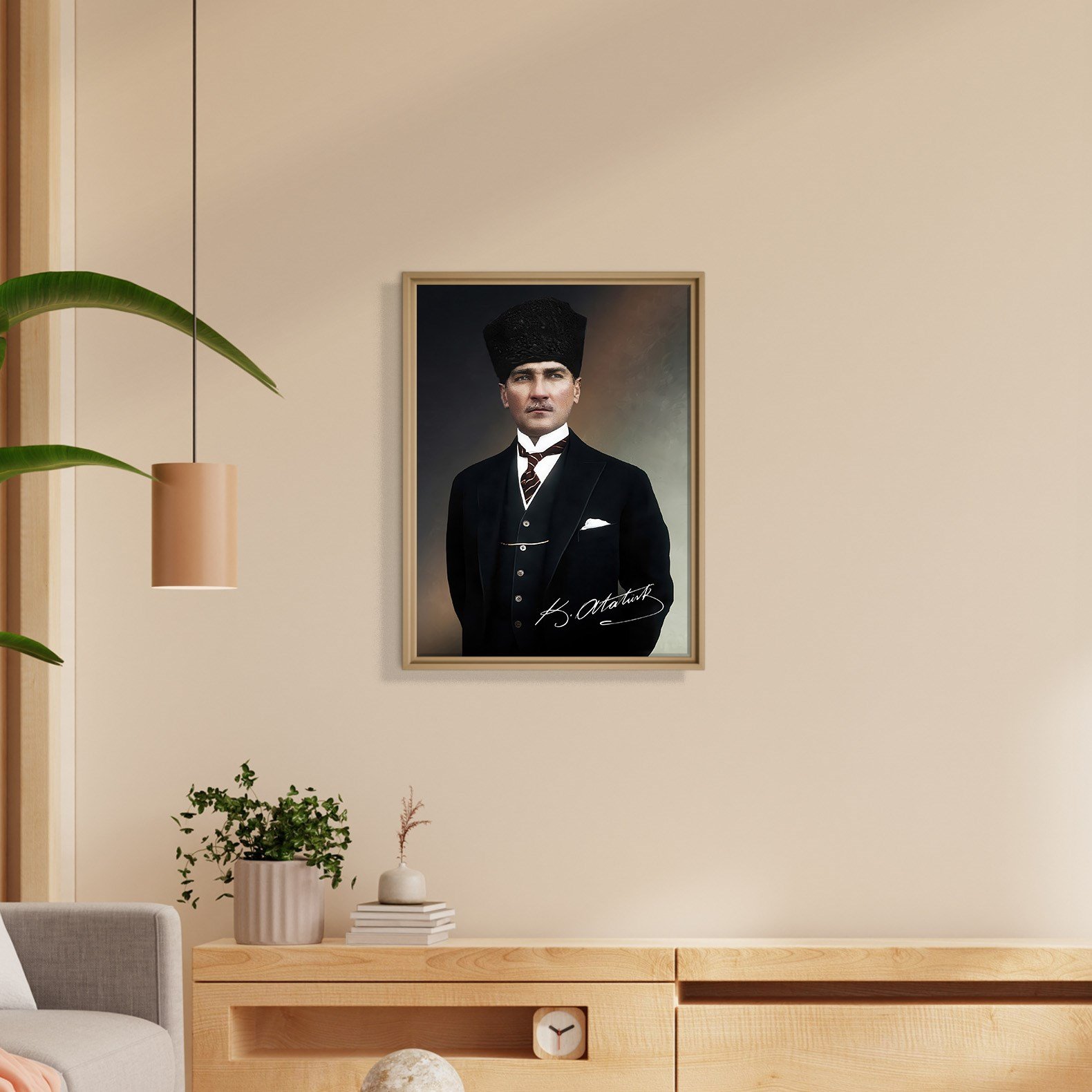 Mustafa Kemal Atatürk İmzalı Portre Kanvas Tablo – Premium Kalite Duvar Dekoru