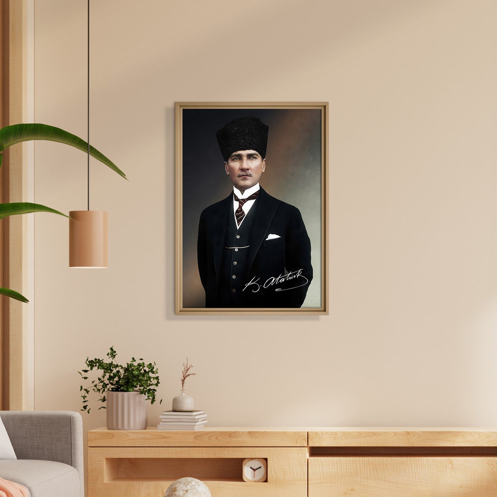 Mustafa Kemal Atatürk İmzalı Portre Kanvas Tablo – Premium Kalite Duvar Dekoru