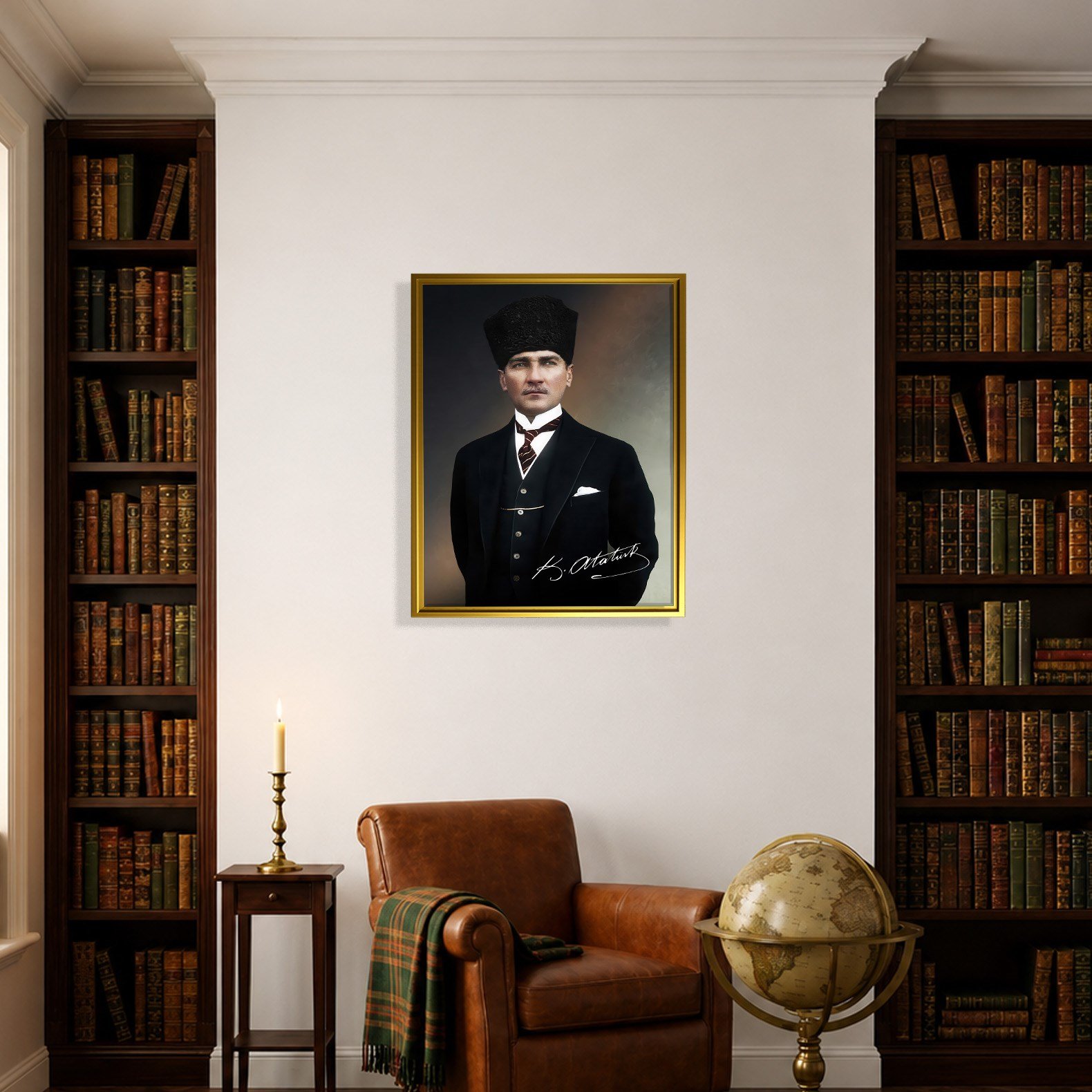 Mustafa Kemal Atatürk İmzalı Portre Kanvas Tablo – Premium Kalite Duvar Dekoru