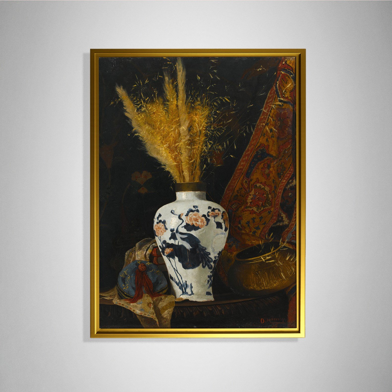 Osman Hamdi Bey Çiçekli Vazo Kanvas Tablo – Flowers in a White Vase Klasik Sanat Eseri