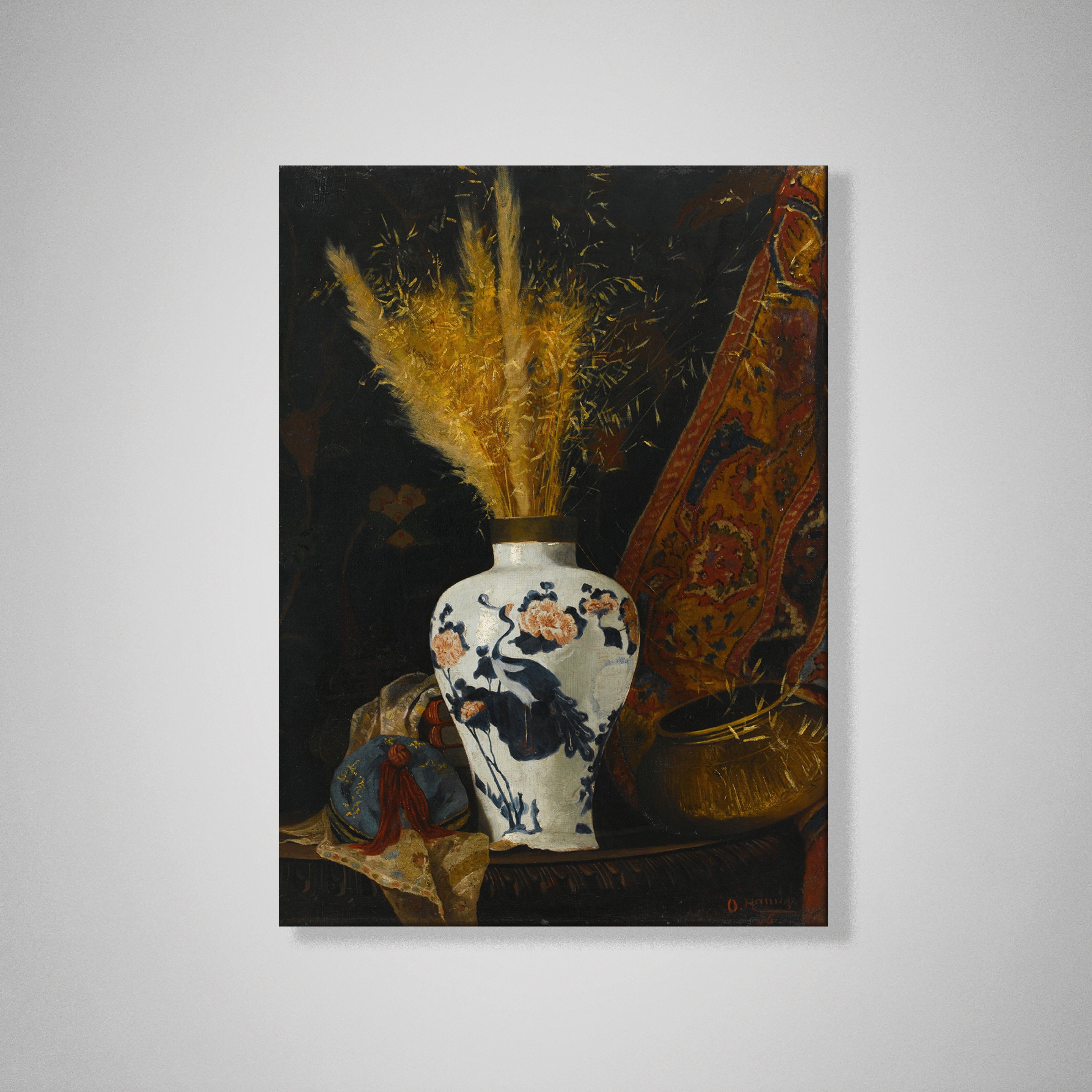 Osman Hamdi Bey Çiçekli Vazo Kanvas Tablo – Flowers in a White Vase Klasik Sanat Eseri
