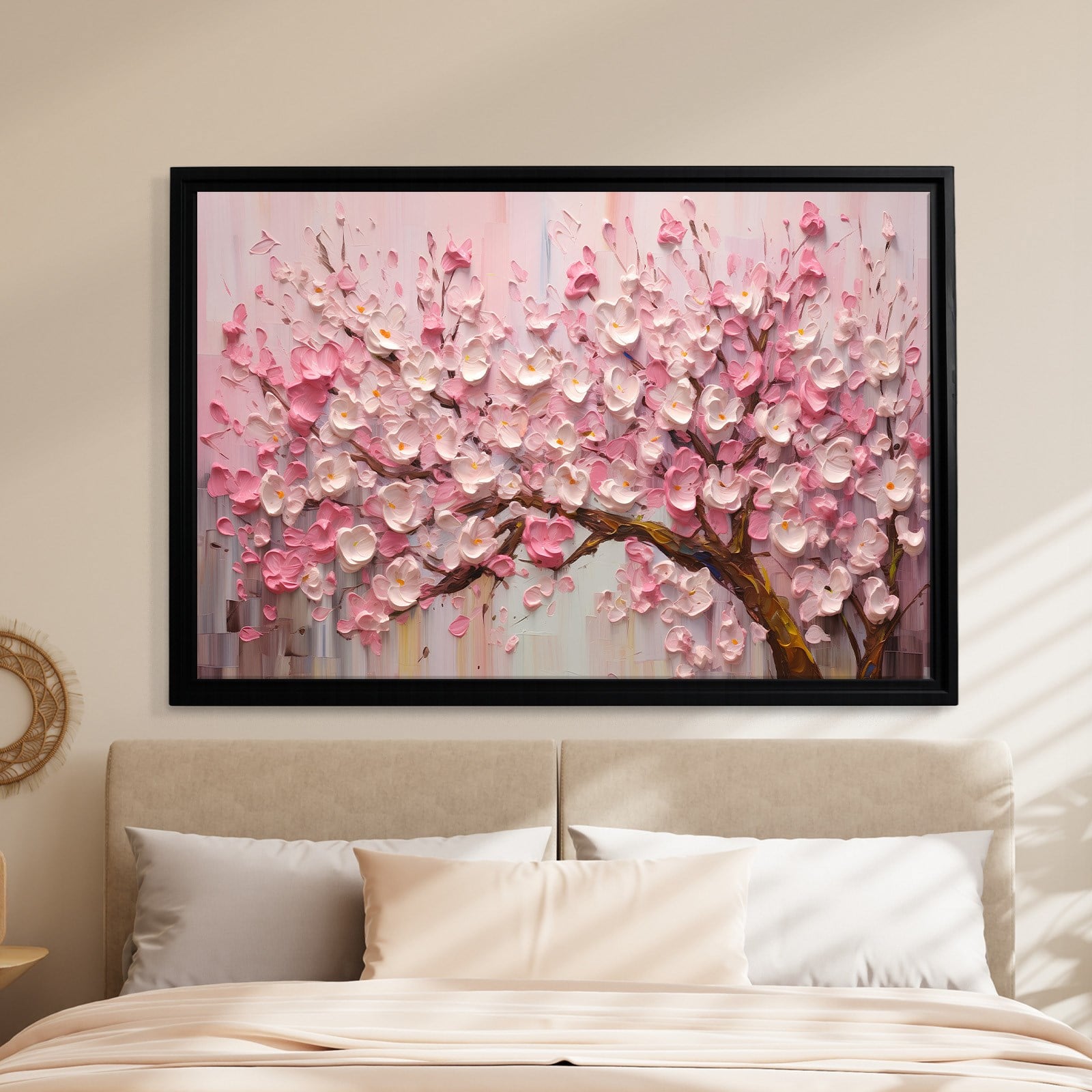 Pembe Sakura Çiçeği Kanvas Tablo | Romantik Premium Floral Duvar Sanatı