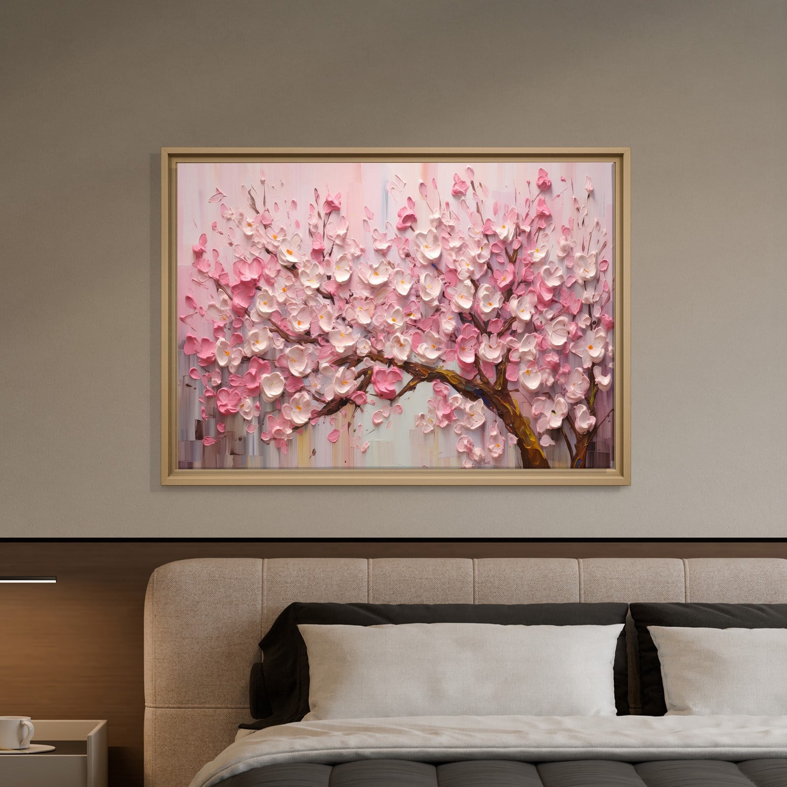 Pembe Sakura Çiçeği Kanvas Tablo | Romantik Premium Floral Duvar Sanatı