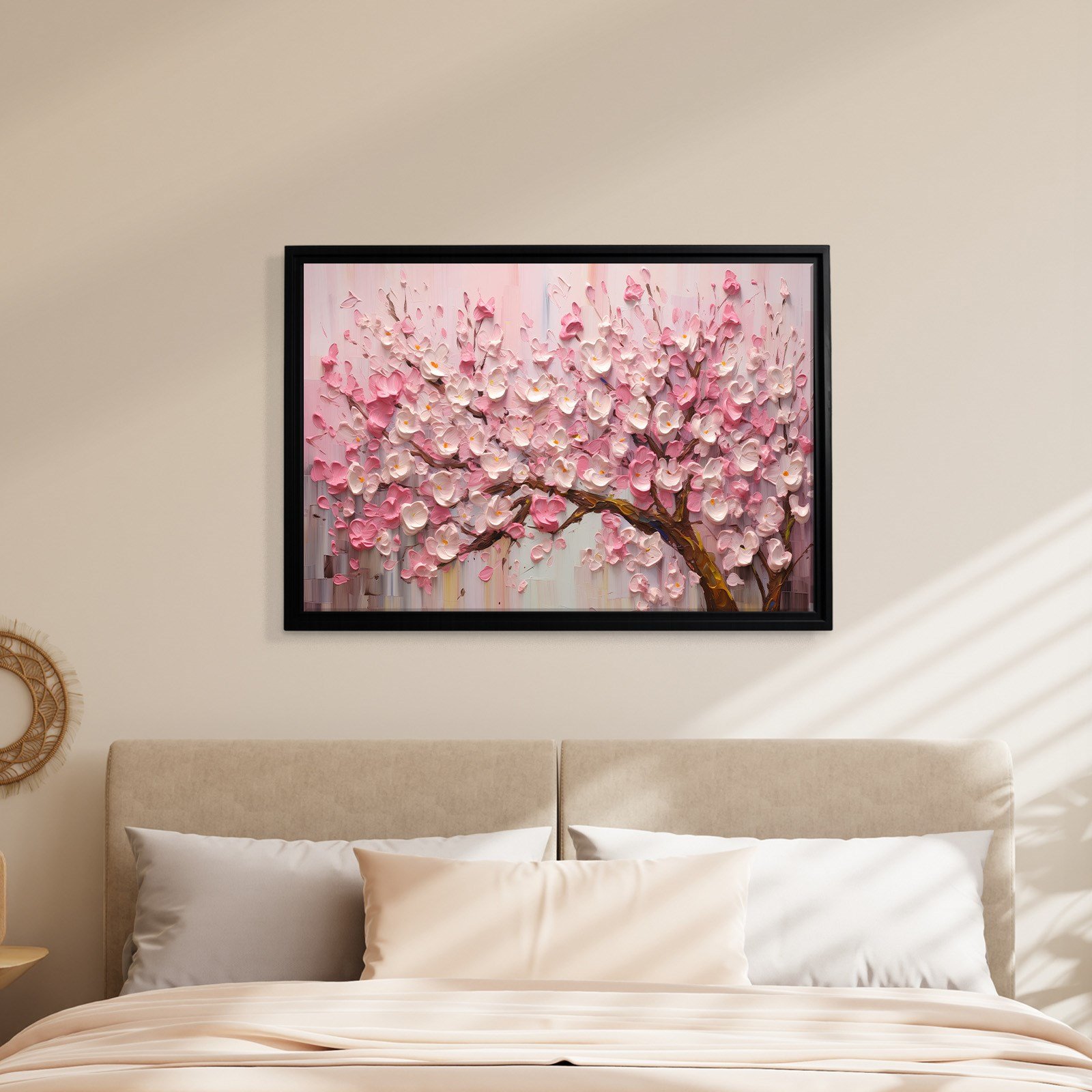 Pembe Sakura Çiçeği Kanvas Tablo | Romantik Premium Floral Duvar Sanatı
