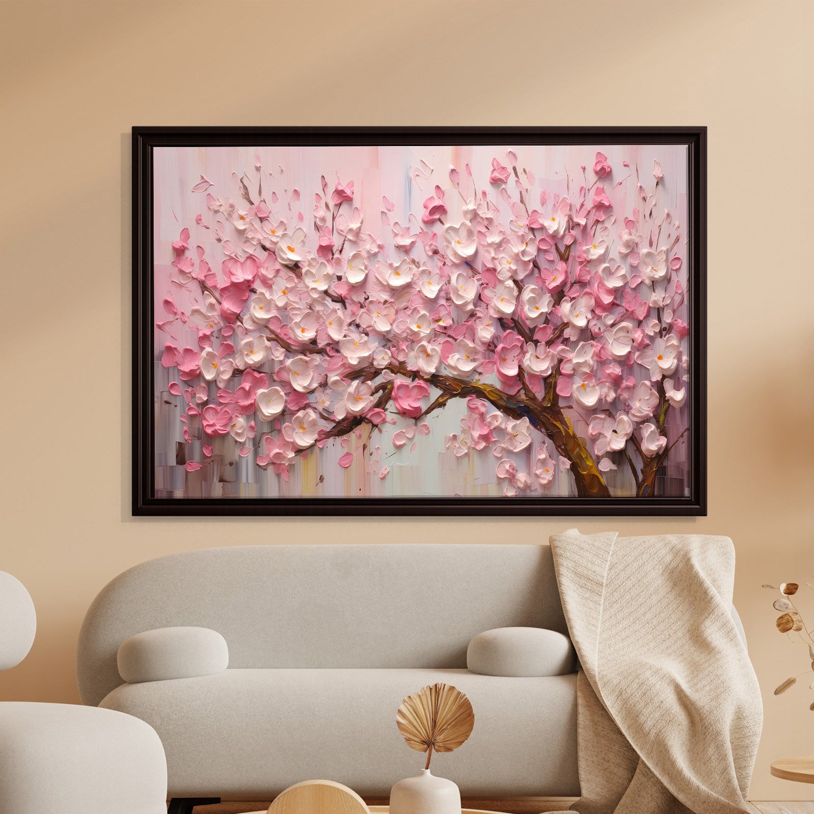 Pembe Sakura Çiçeği Kanvas Tablo | Romantik Premium Floral Duvar Sanatı