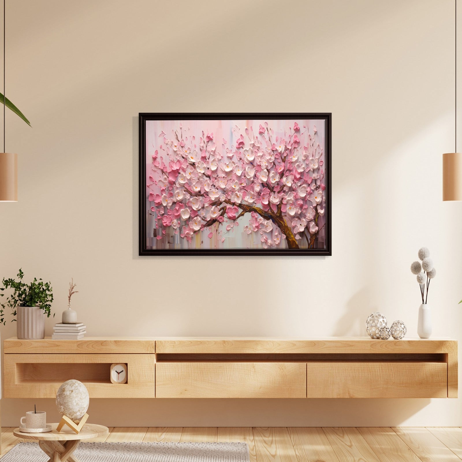 Pembe Sakura Çiçeği Kanvas Tablo | Romantik Premium Floral Duvar Sanatı