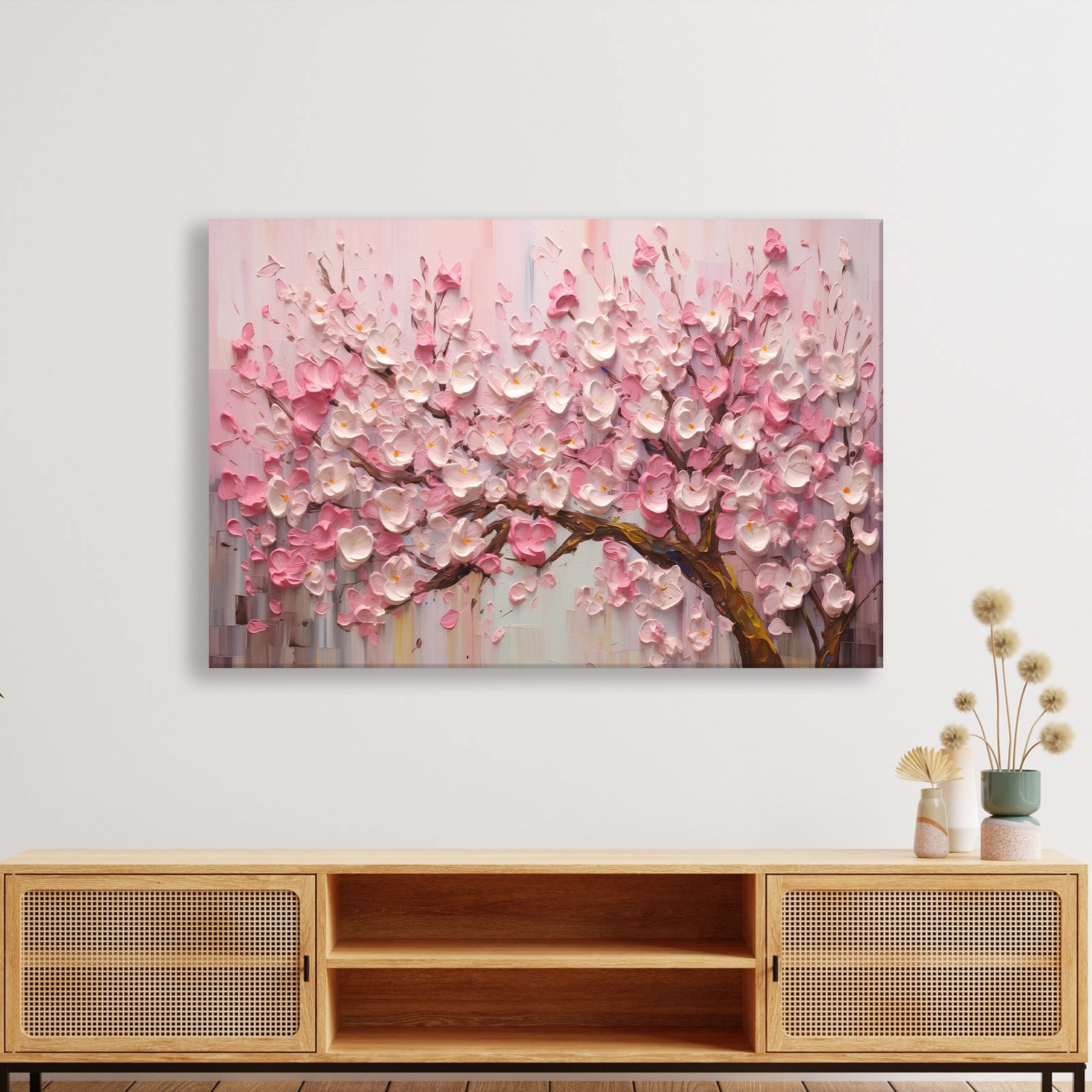 Pembe Sakura Çiçeği Kanvas Tablo | Romantik Premium Floral Duvar Sanatı