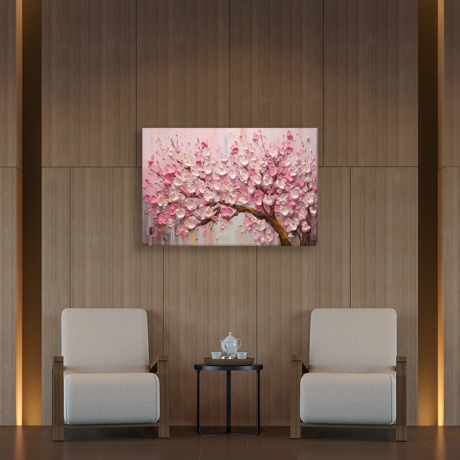 Pembe Sakura Çiçeği Kanvas Tablo | Romantik Premium Floral Duvar Sanatı