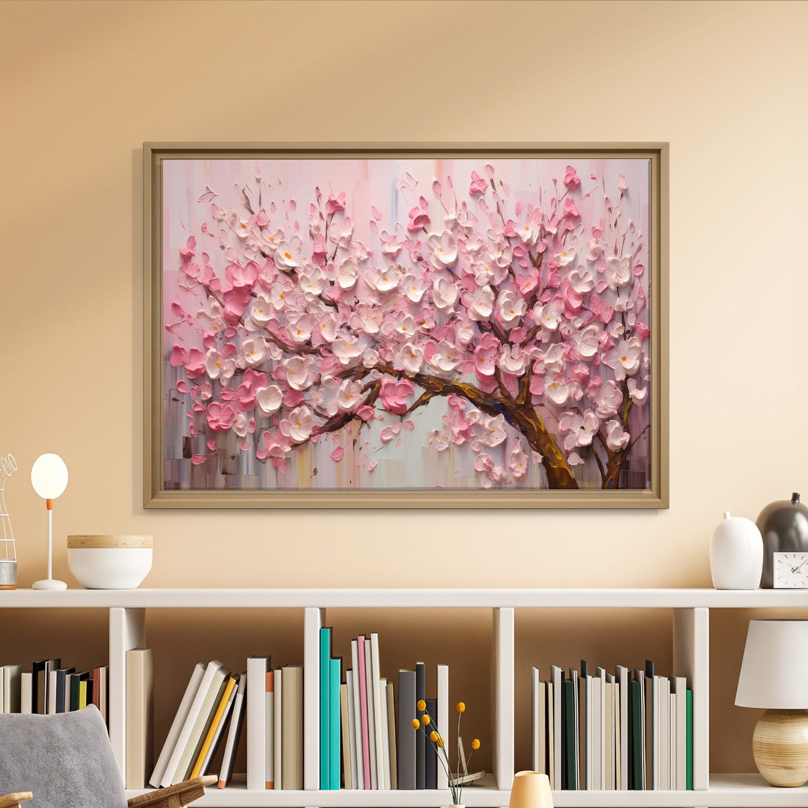 Pembe Sakura Çiçeği Kanvas Tablo | Romantik Premium Floral Duvar Sanatı