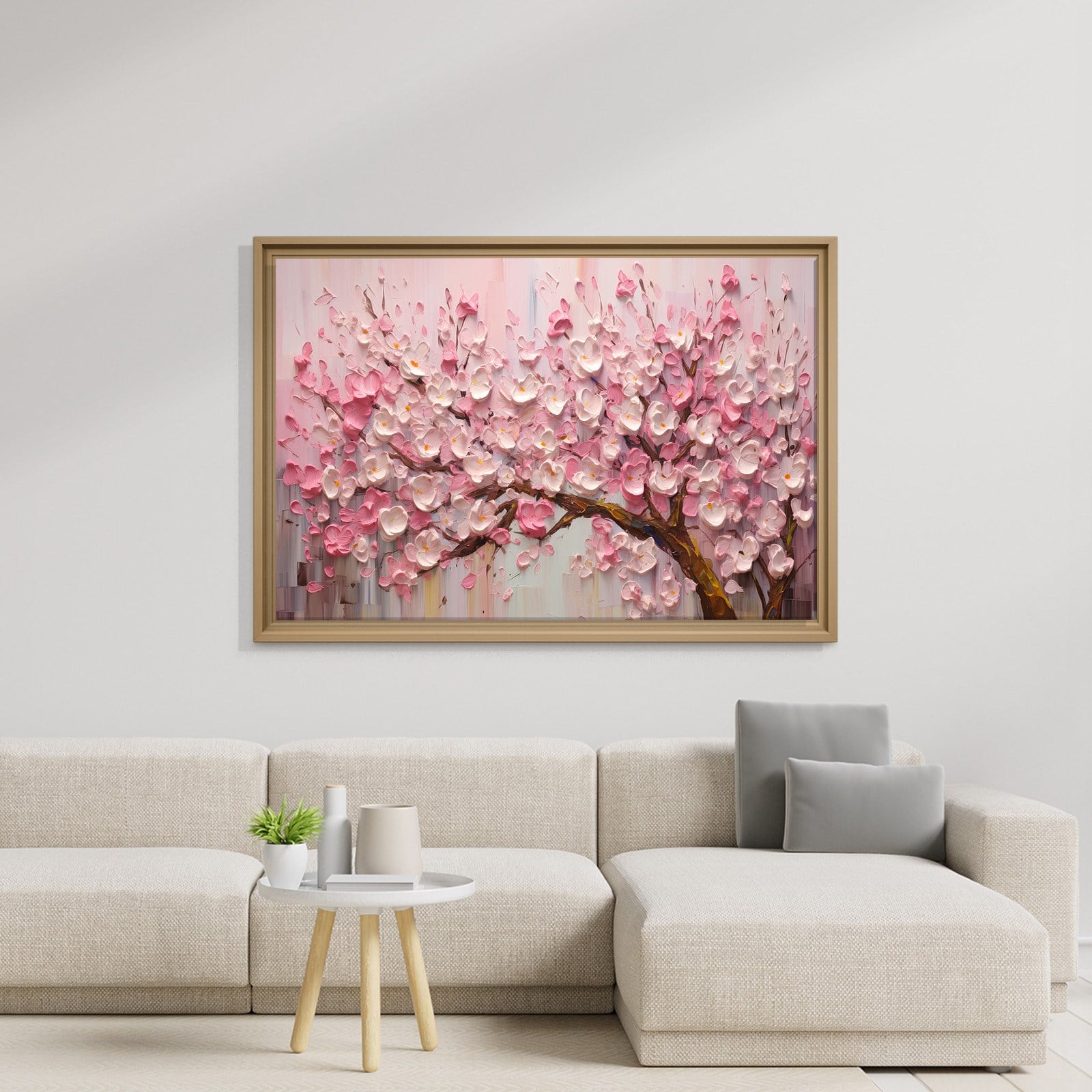 Pembe Sakura Çiçeği Kanvas Tablo | Romantik Premium Floral Duvar Sanatı