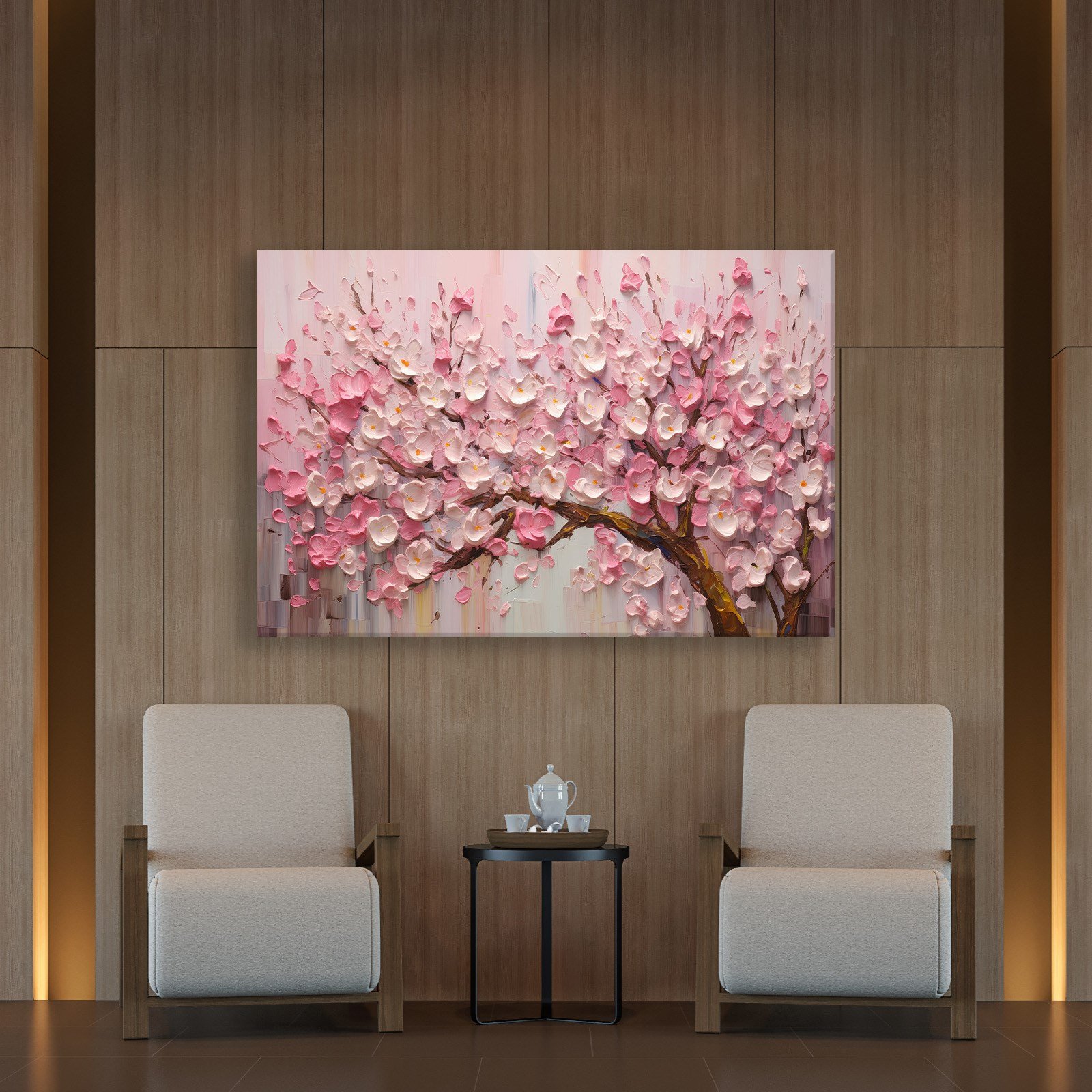 Pembe Sakura Çiçeği Kanvas Tablo | Romantik Premium Floral Duvar Sanatı