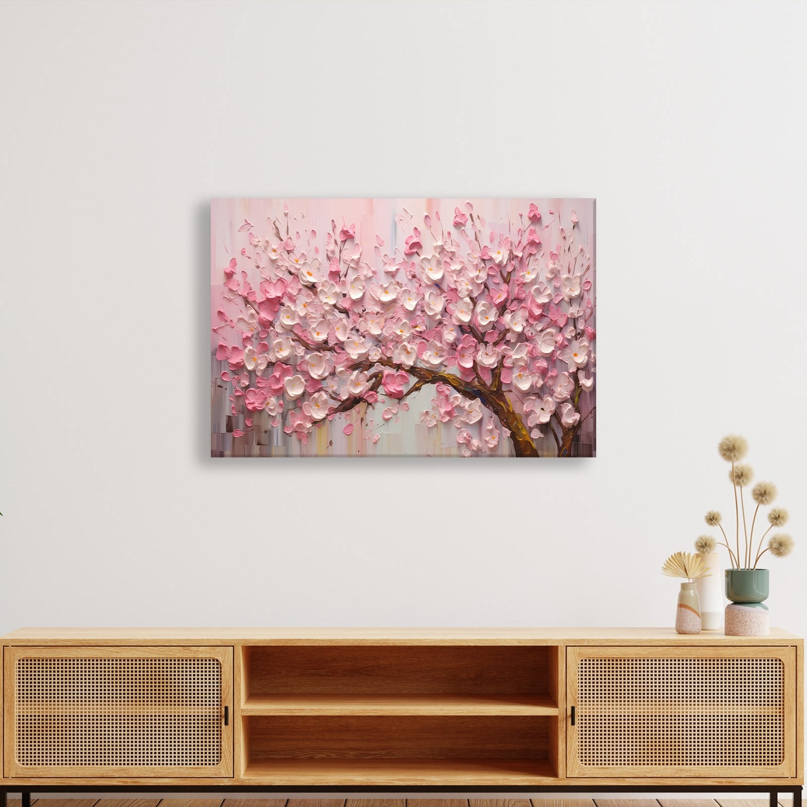 Pembe Sakura Çiçeği Kanvas Tablo | Romantik Premium Floral Duvar Sanatı
