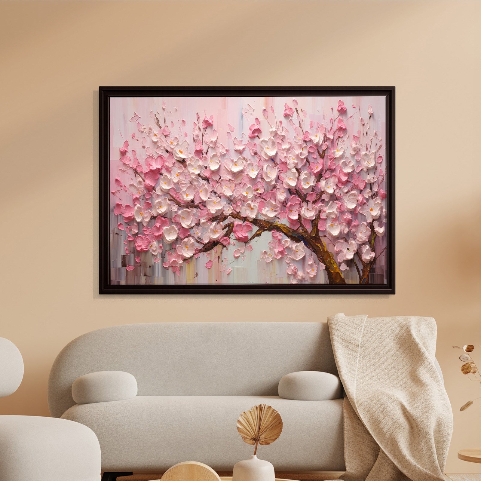 Pembe Sakura Çiçeği Kanvas Tablo | Romantik Premium Floral Duvar Sanatı