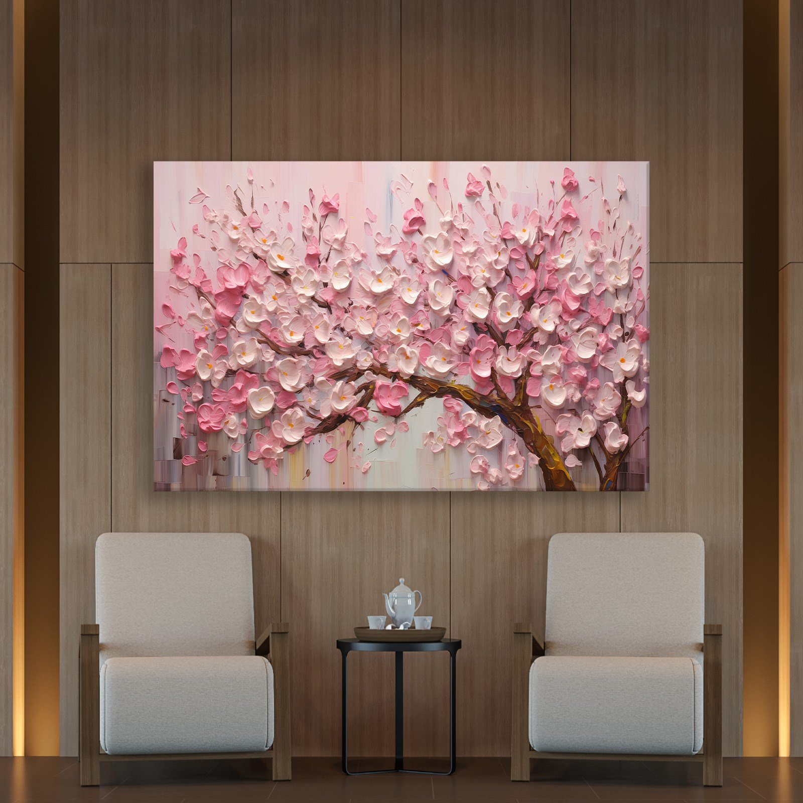 Pembe Sakura Çiçeği Kanvas Tablo | Romantik Premium Floral Duvar Sanatı