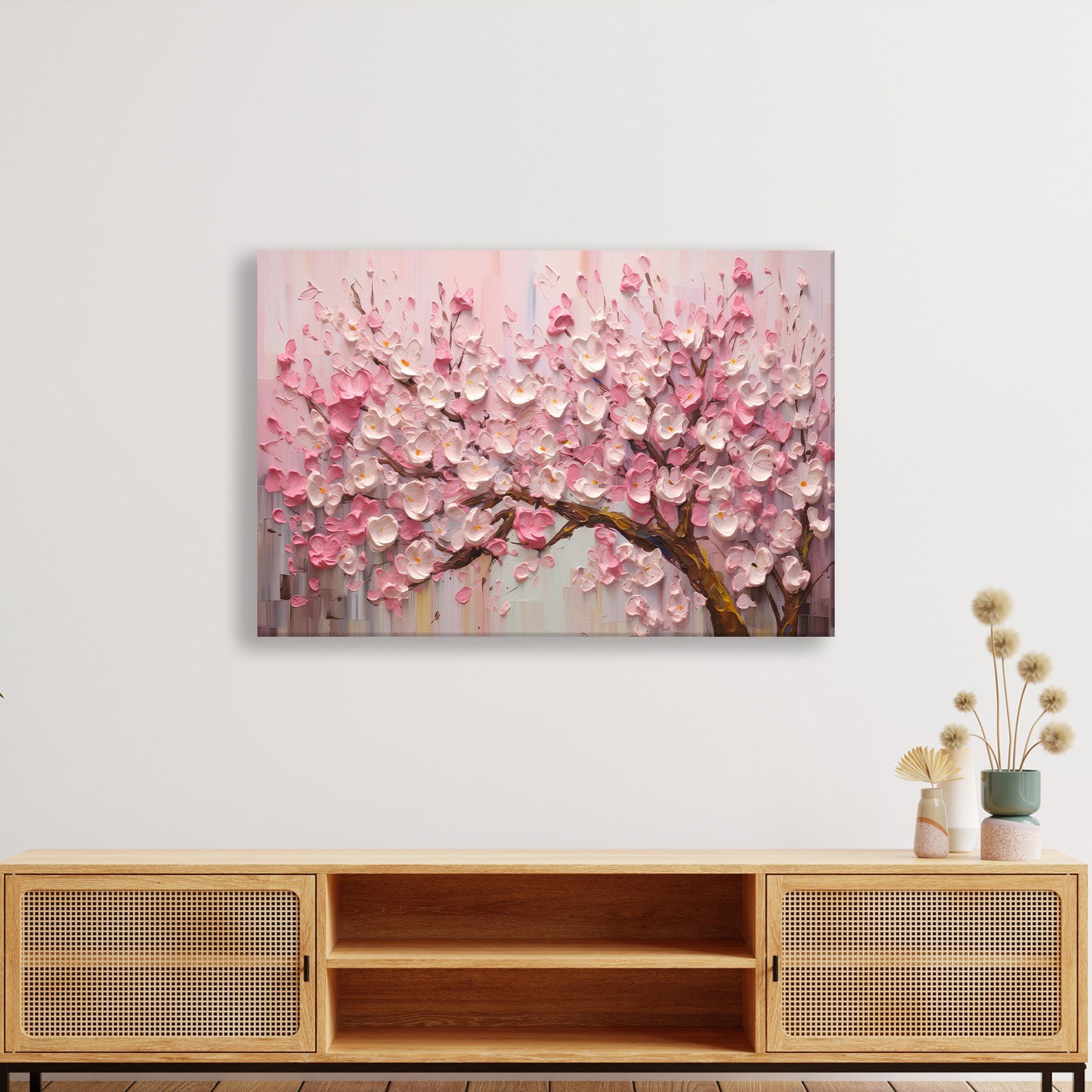 Pembe Sakura Çiçeği Kanvas Tablo | Romantik Premium Floral Duvar Sanatı
