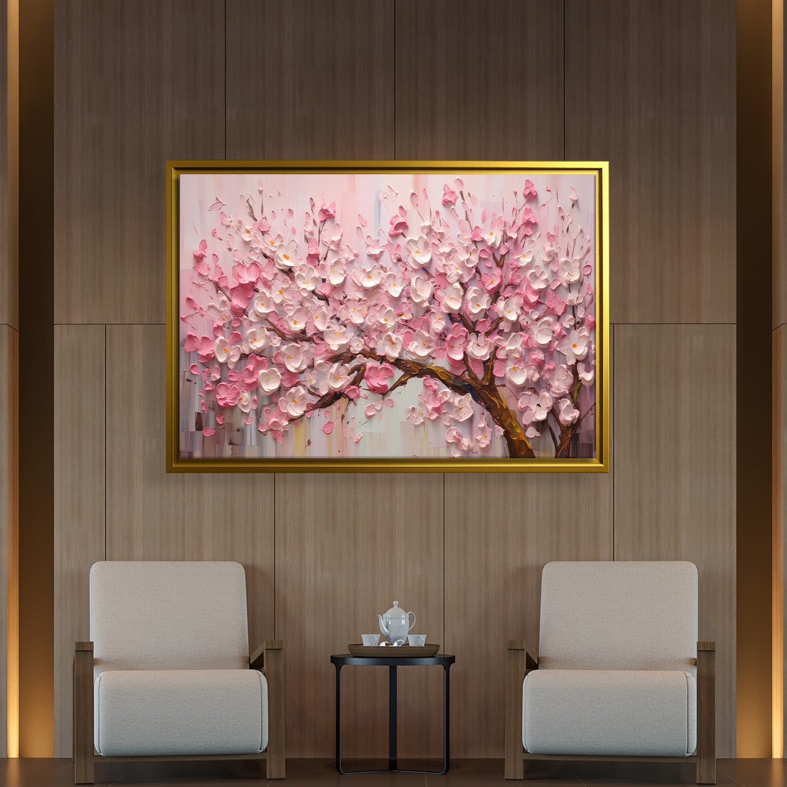 Pembe Sakura Çiçeği Kanvas Tablo | Romantik Premium Floral Duvar Sanatı