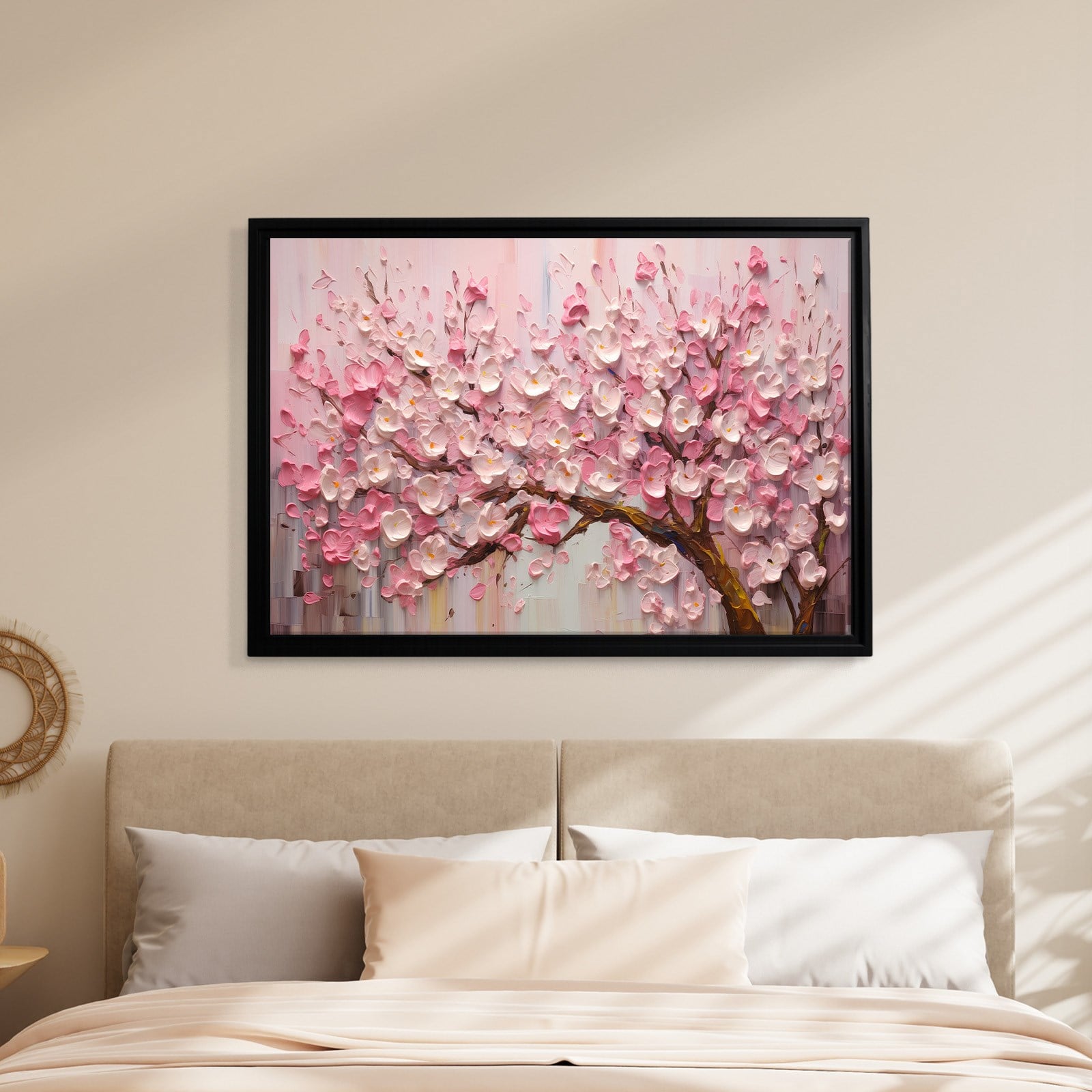 Pembe Sakura Çiçeği Kanvas Tablo | Romantik Premium Floral Duvar Sanatı
