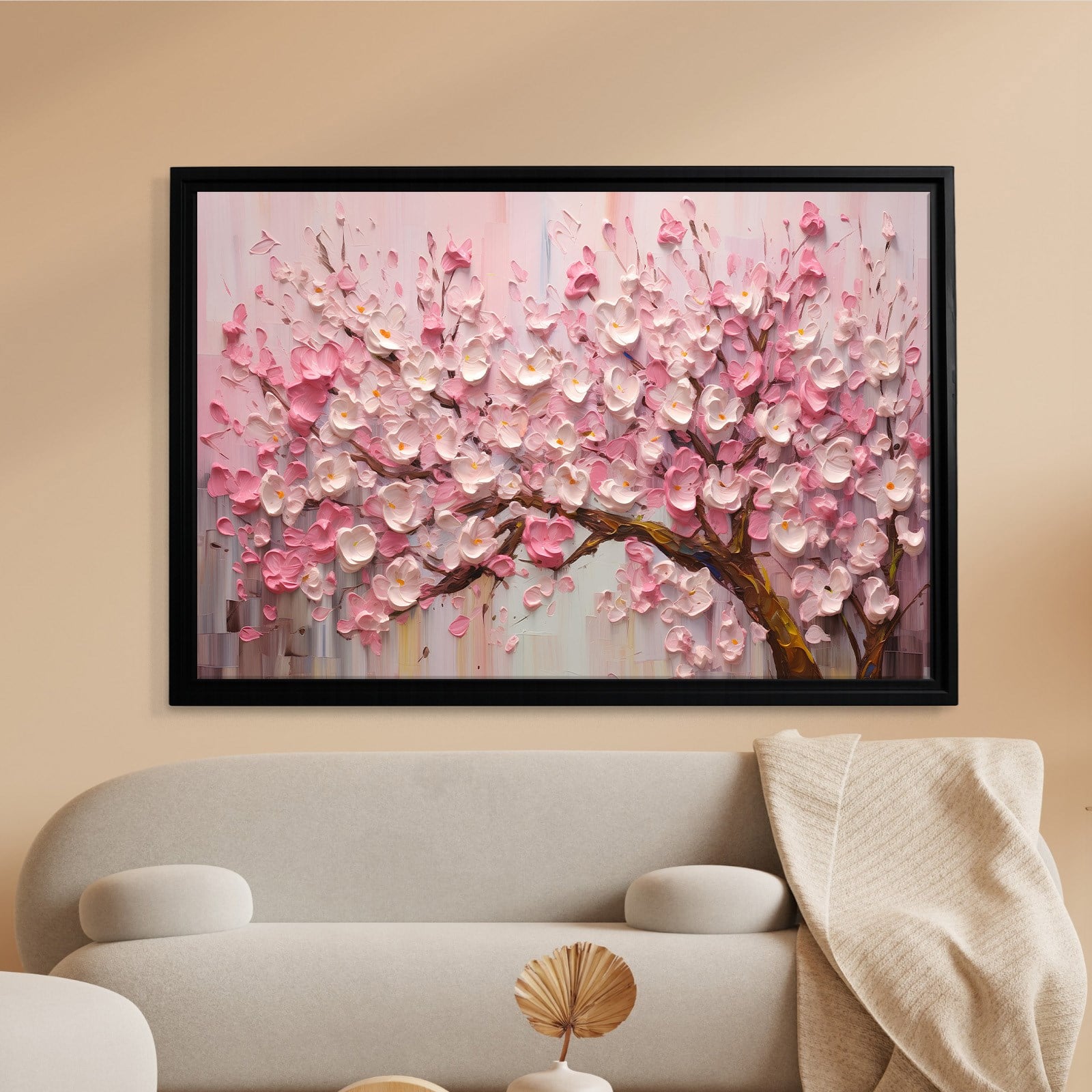 Pembe Sakura Çiçeği Kanvas Tablo | Romantik Premium Floral Duvar Sanatı
