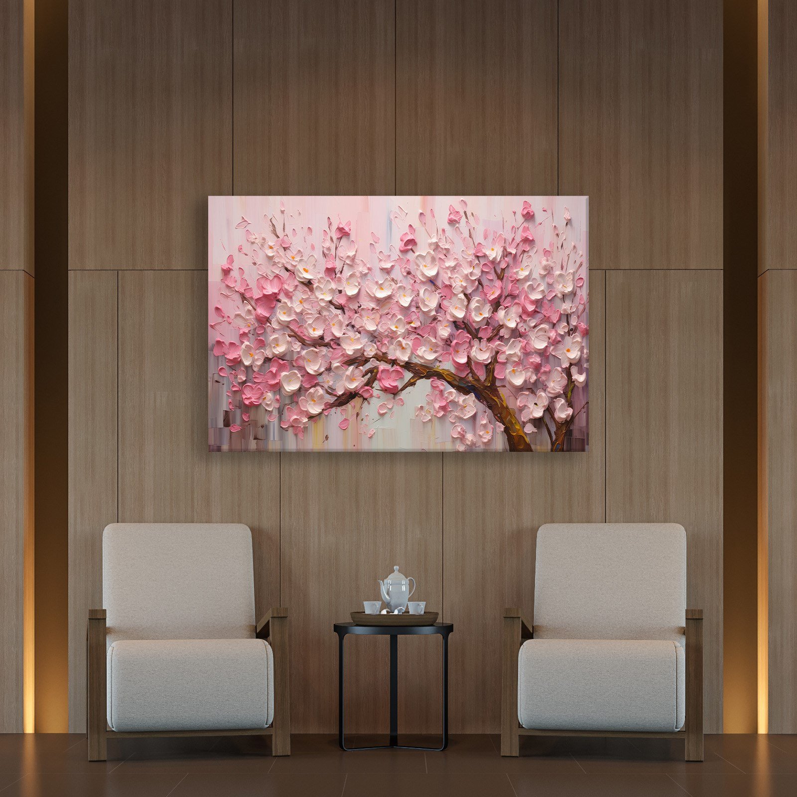 Pembe Sakura Çiçeği Kanvas Tablo | Romantik Premium Floral Duvar Sanatı
