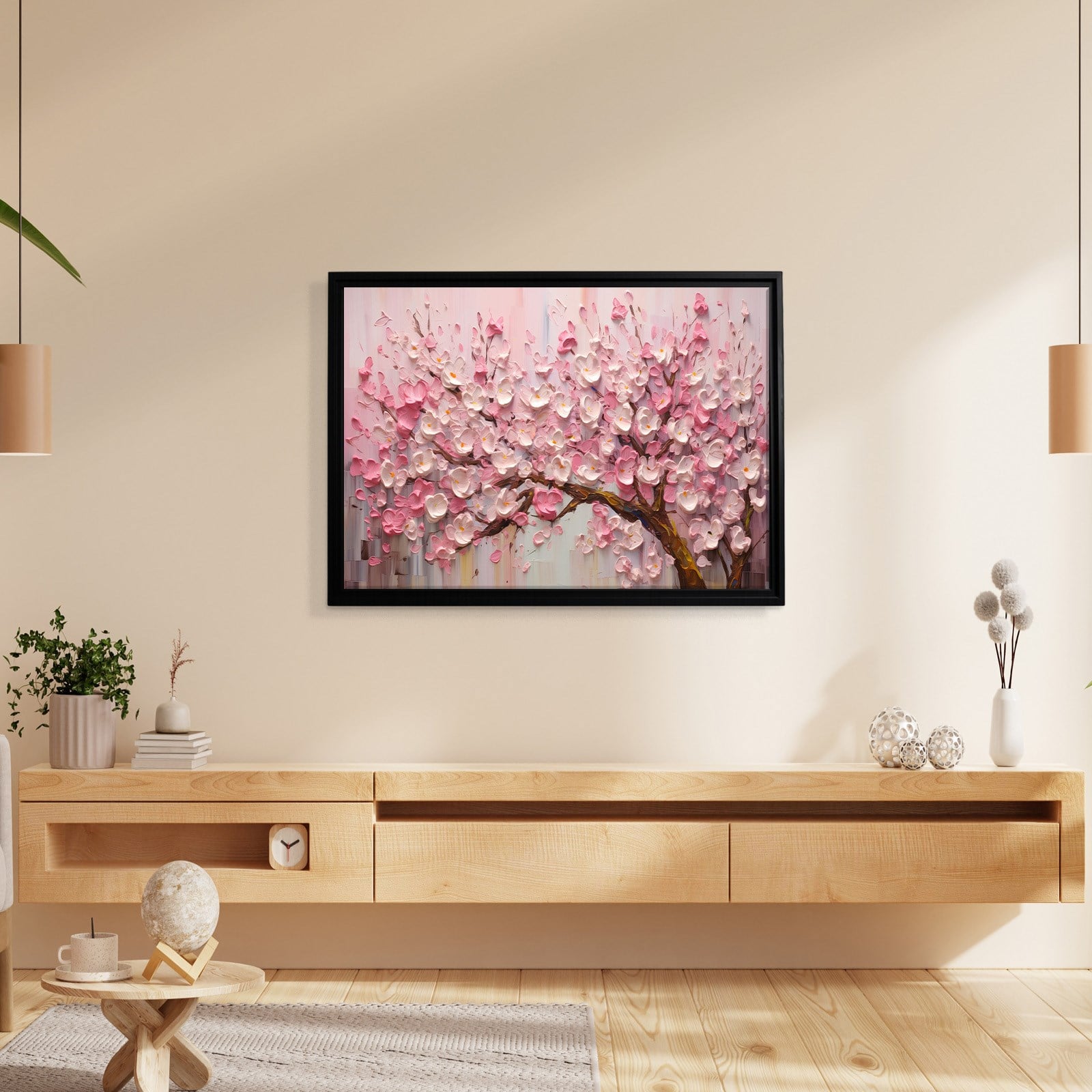Pembe Sakura Çiçeği Kanvas Tablo | Romantik Premium Floral Duvar Sanatı