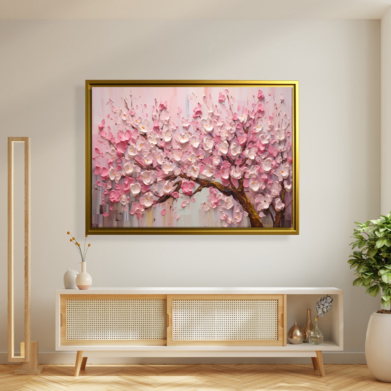 Pembe Sakura Çiçeği Kanvas Tablo | Romantik Premium Floral Duvar Sanatı