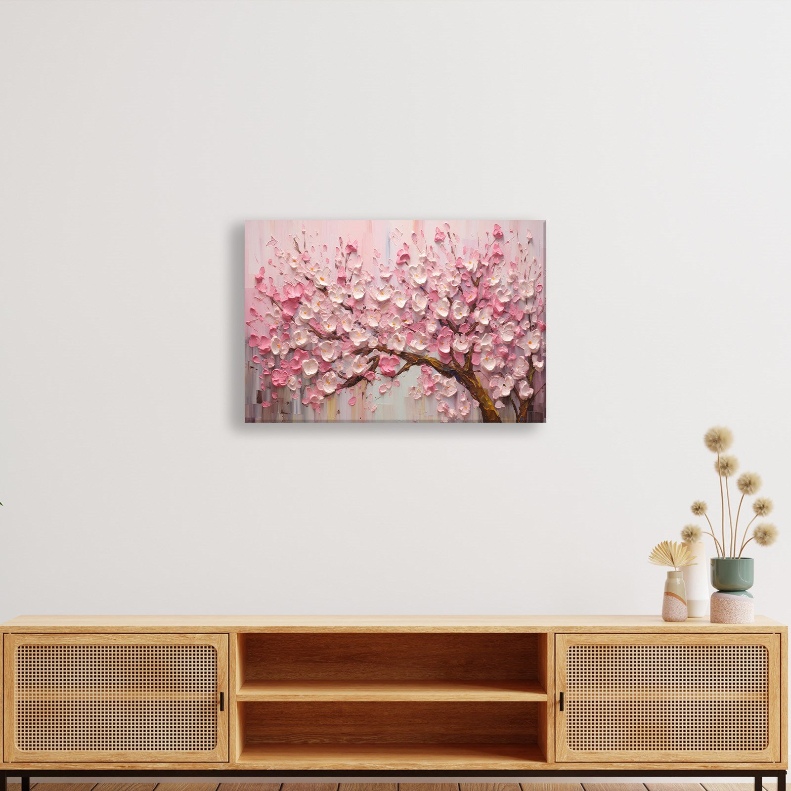 Pembe Sakura Çiçeği Kanvas Tablo | Romantik Premium Floral Duvar Sanatı