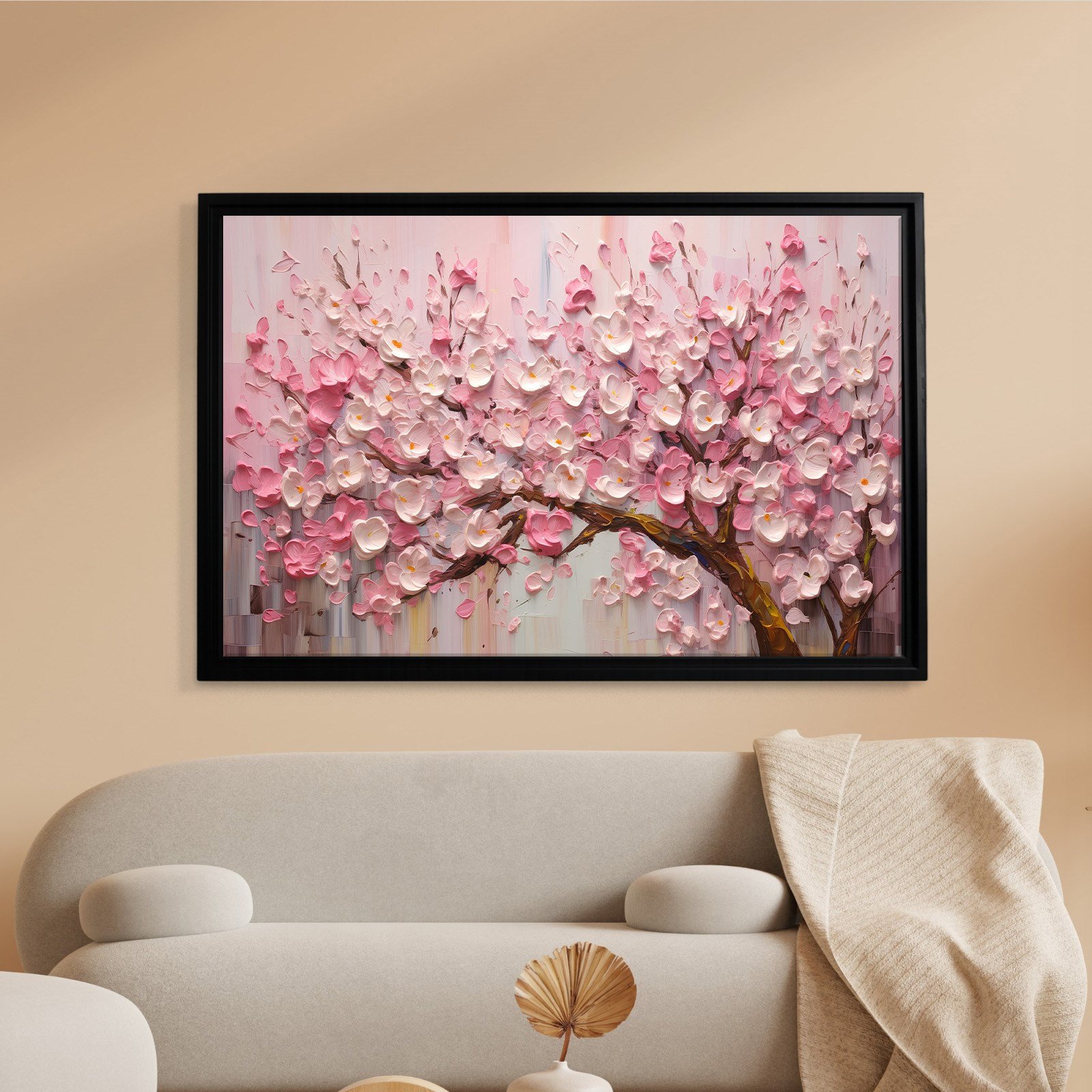 Pembe Sakura Çiçeği Kanvas Tablo | Romantik Premium Floral Duvar Sanatı