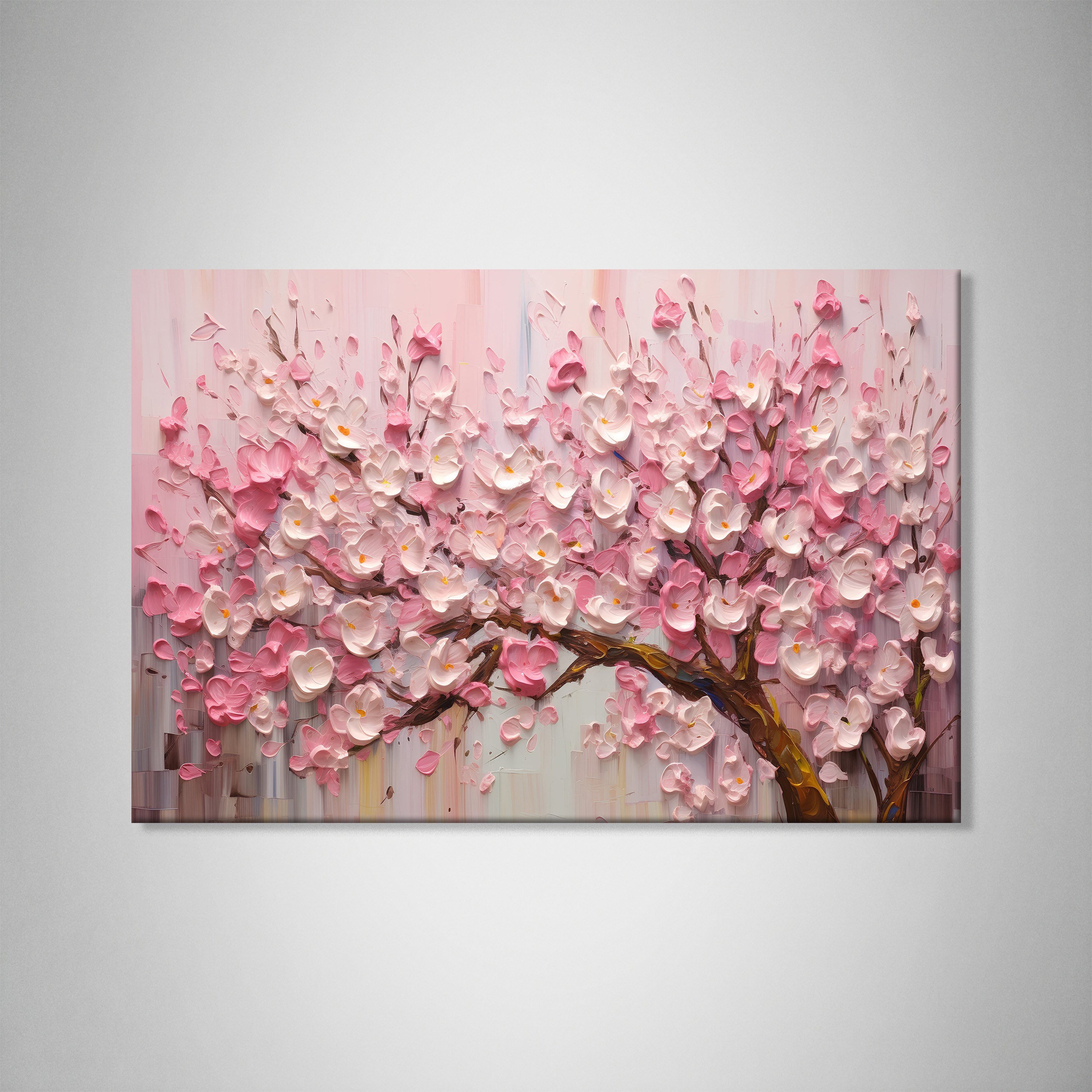 Pembe Sakura Çiçeği Kanvas Tablo | Romantik Premium Floral Duvar Sanatı