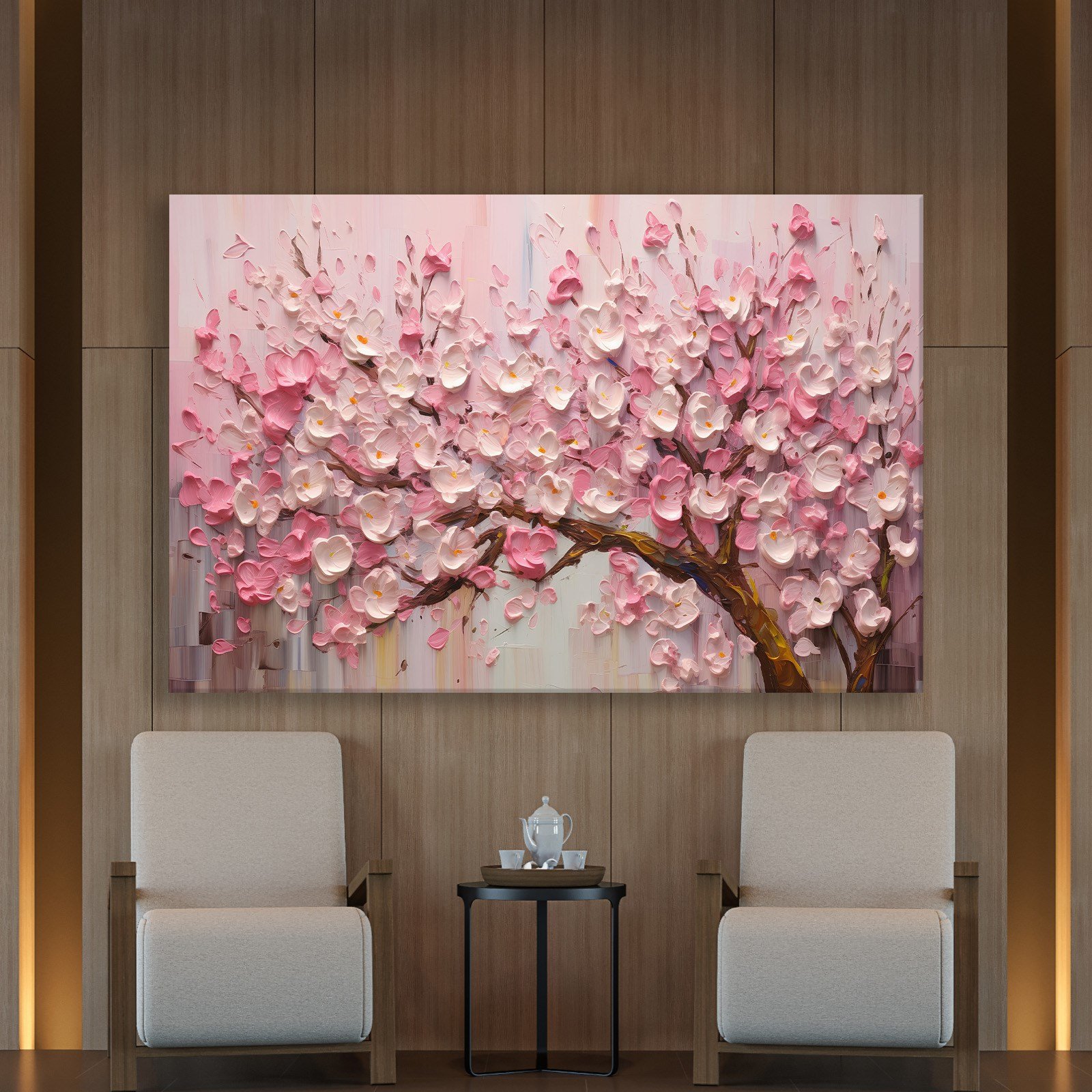 Pembe Sakura Çiçeği Kanvas Tablo | Romantik Premium Floral Duvar Sanatı