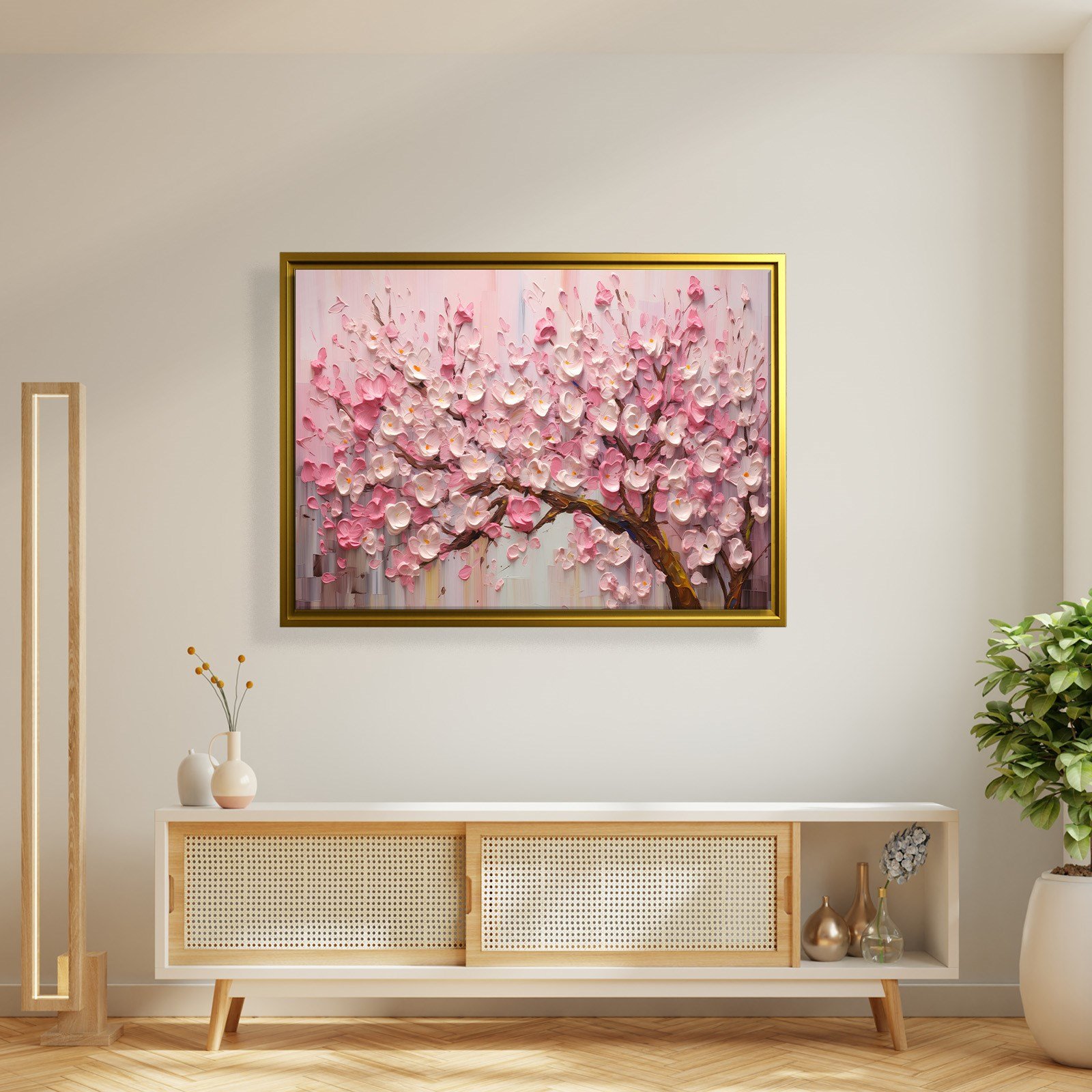 Pembe Sakura Çiçeği Kanvas Tablo | Romantik Premium Floral Duvar Sanatı
