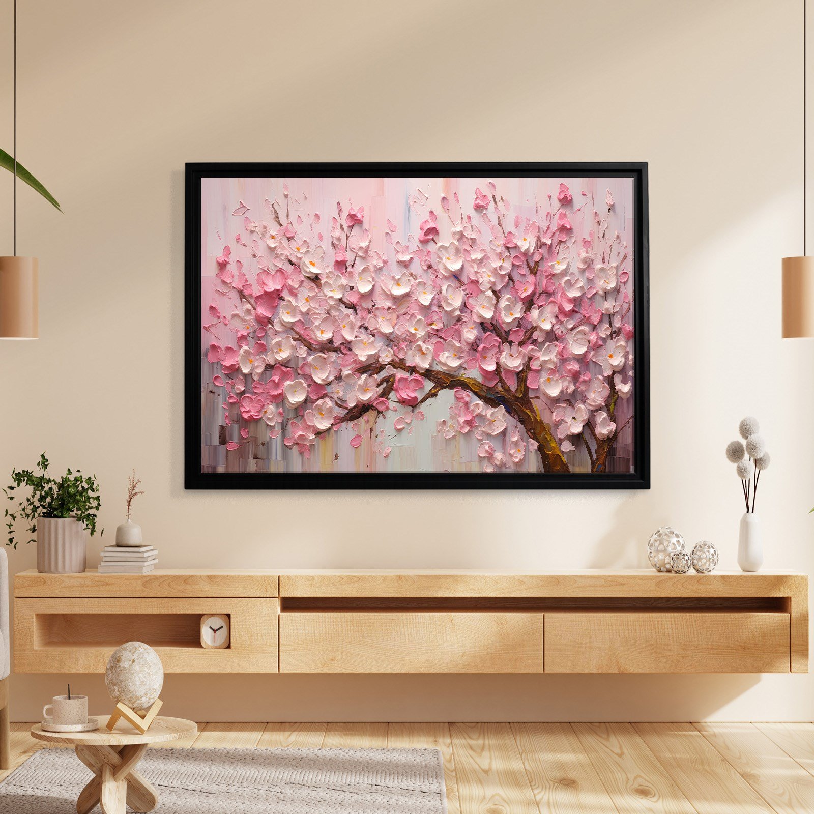 Pembe Sakura Çiçeği Kanvas Tablo | Romantik Premium Floral Duvar Sanatı