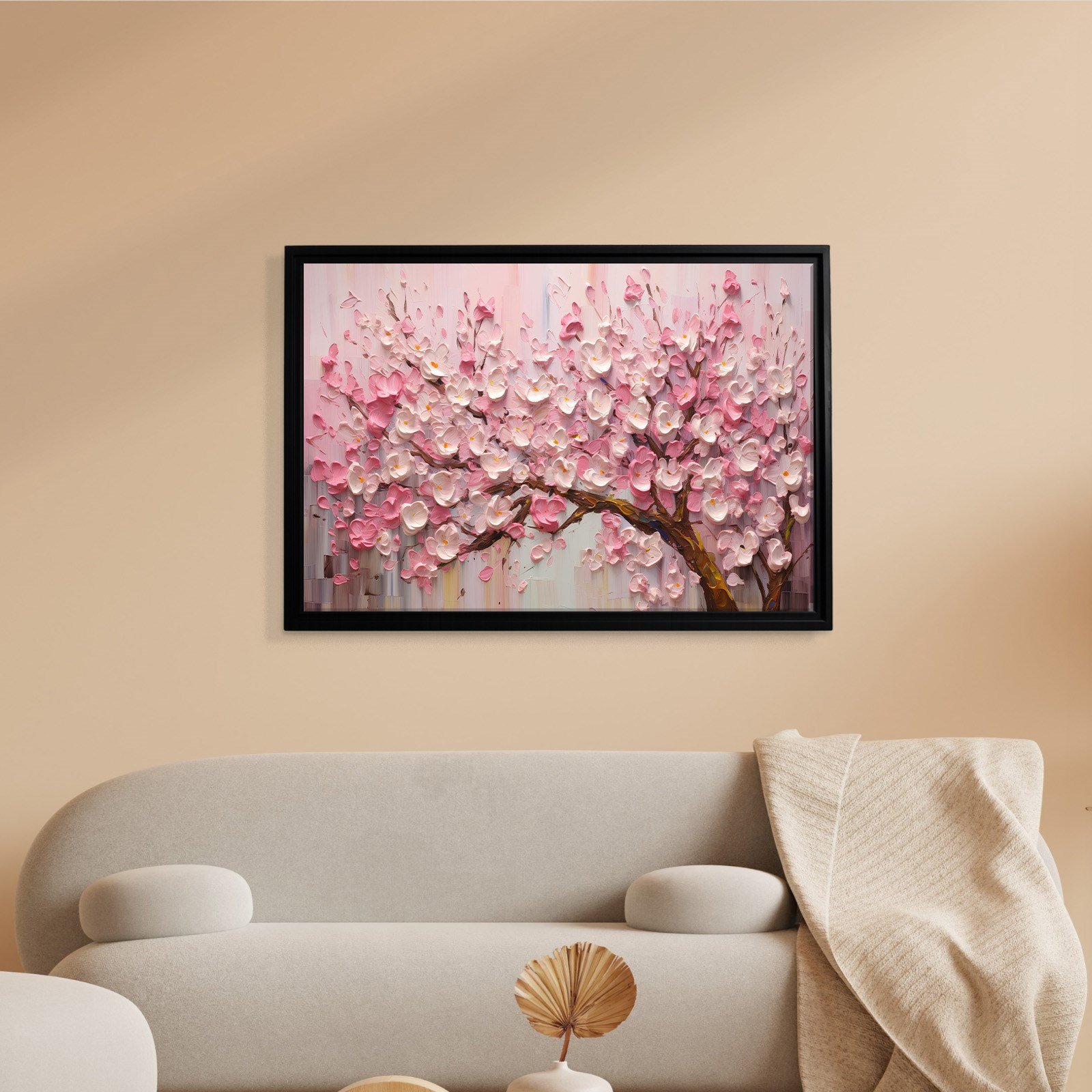 Pembe Sakura Çiçeği Kanvas Tablo | Romantik Premium Floral Duvar Sanatı