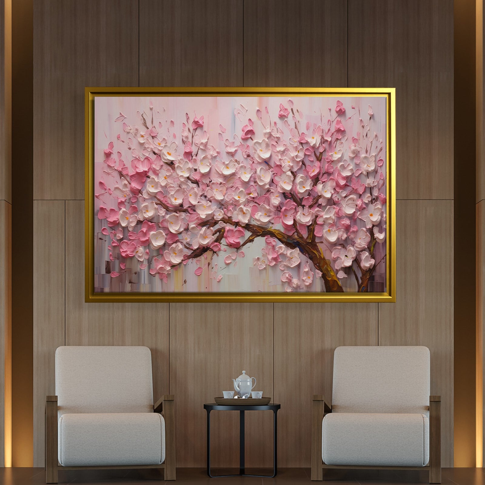 Pembe Sakura Çiçeği Kanvas Tablo | Romantik Premium Floral Duvar Sanatı