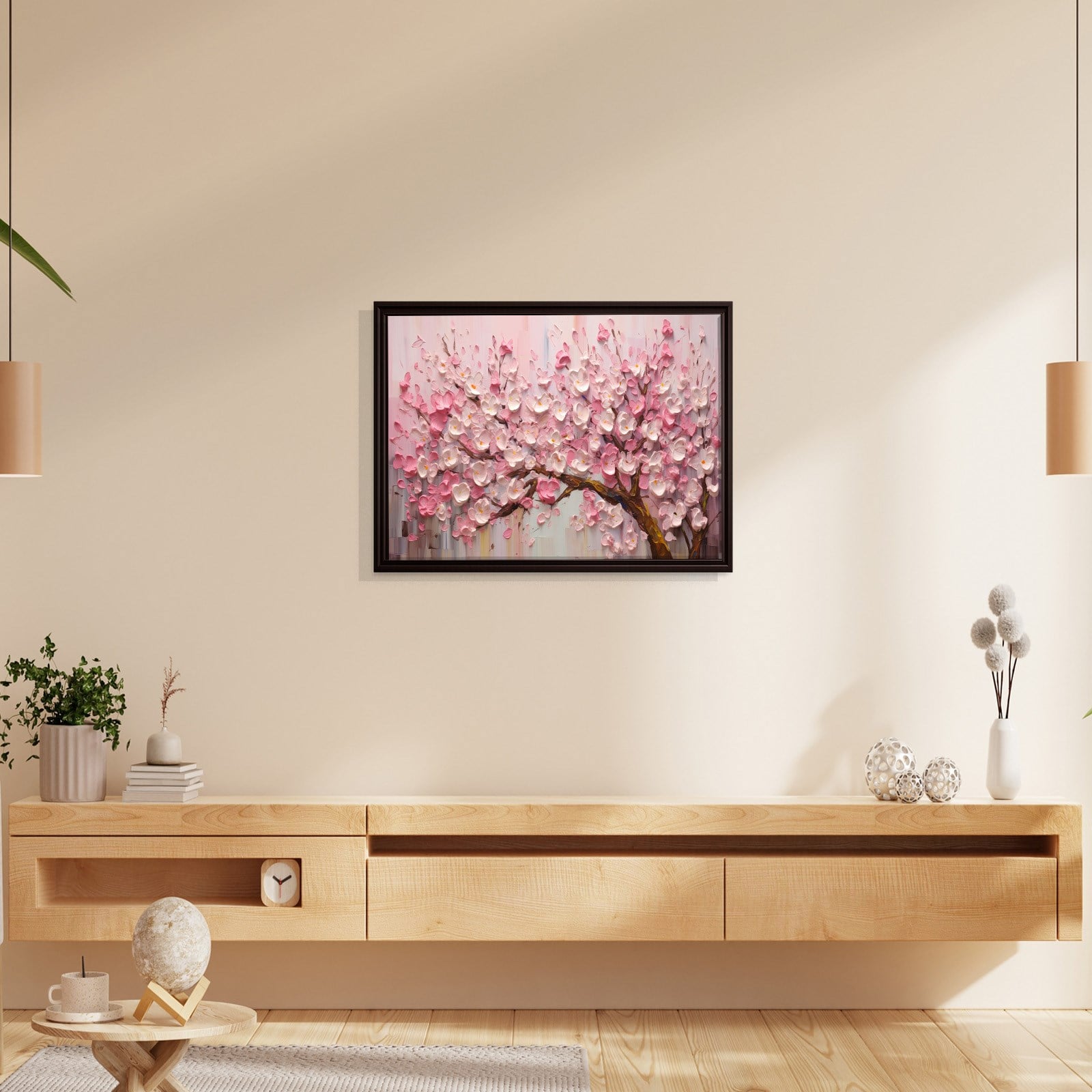 Pembe Sakura Çiçeği Kanvas Tablo | Romantik Premium Floral Duvar Sanatı