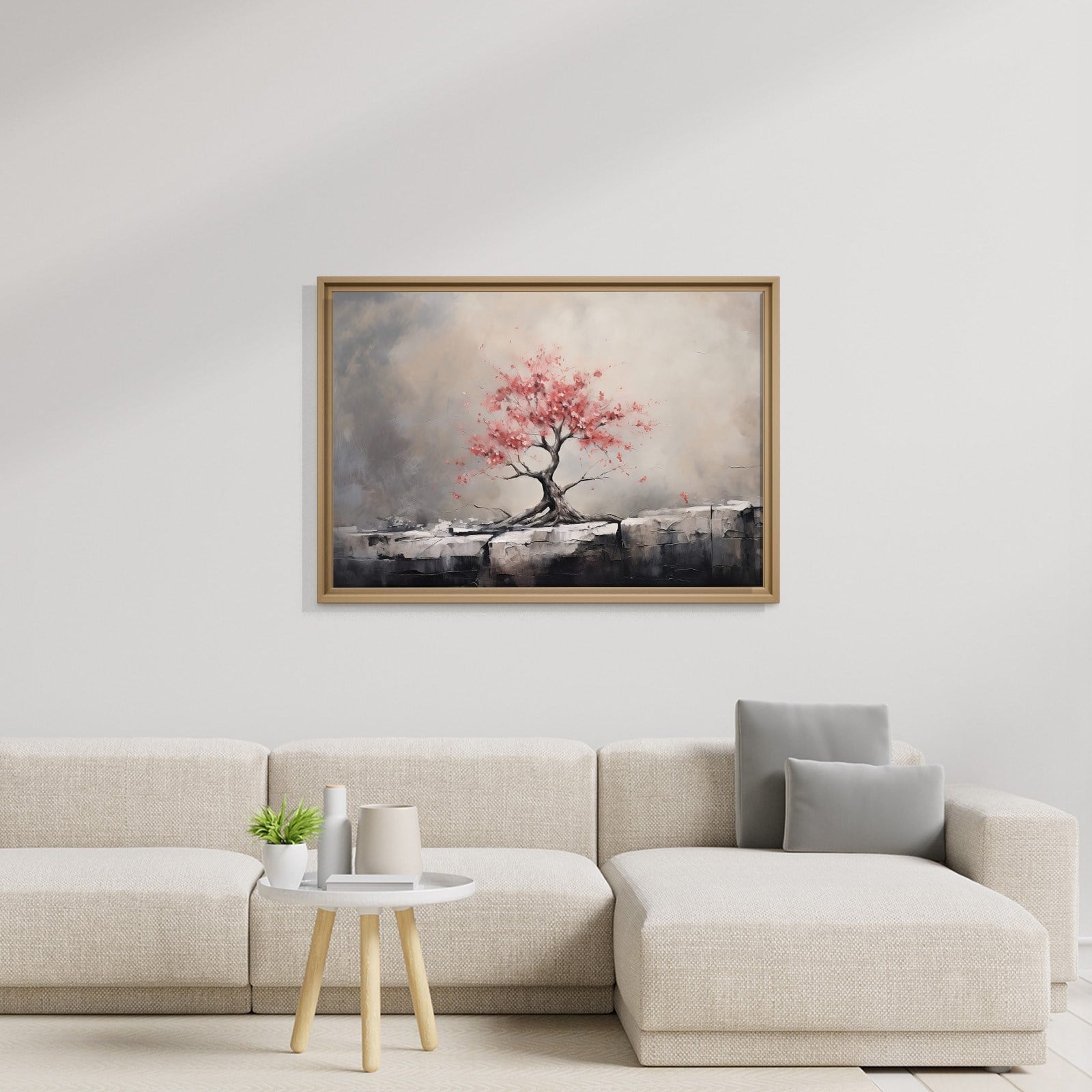 Pembe Sakura Hayat Ağacı Kanvas Tablo | Modern Zen Premium Duvar Sanatı