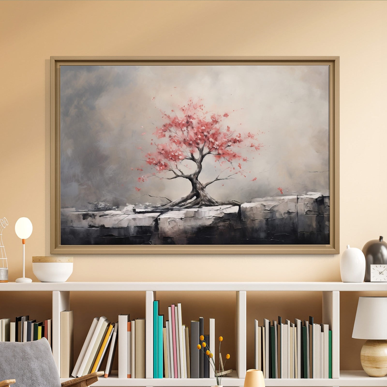 Pembe Sakura Hayat Ağacı Kanvas Tablo | Modern Zen Premium Duvar Sanatı